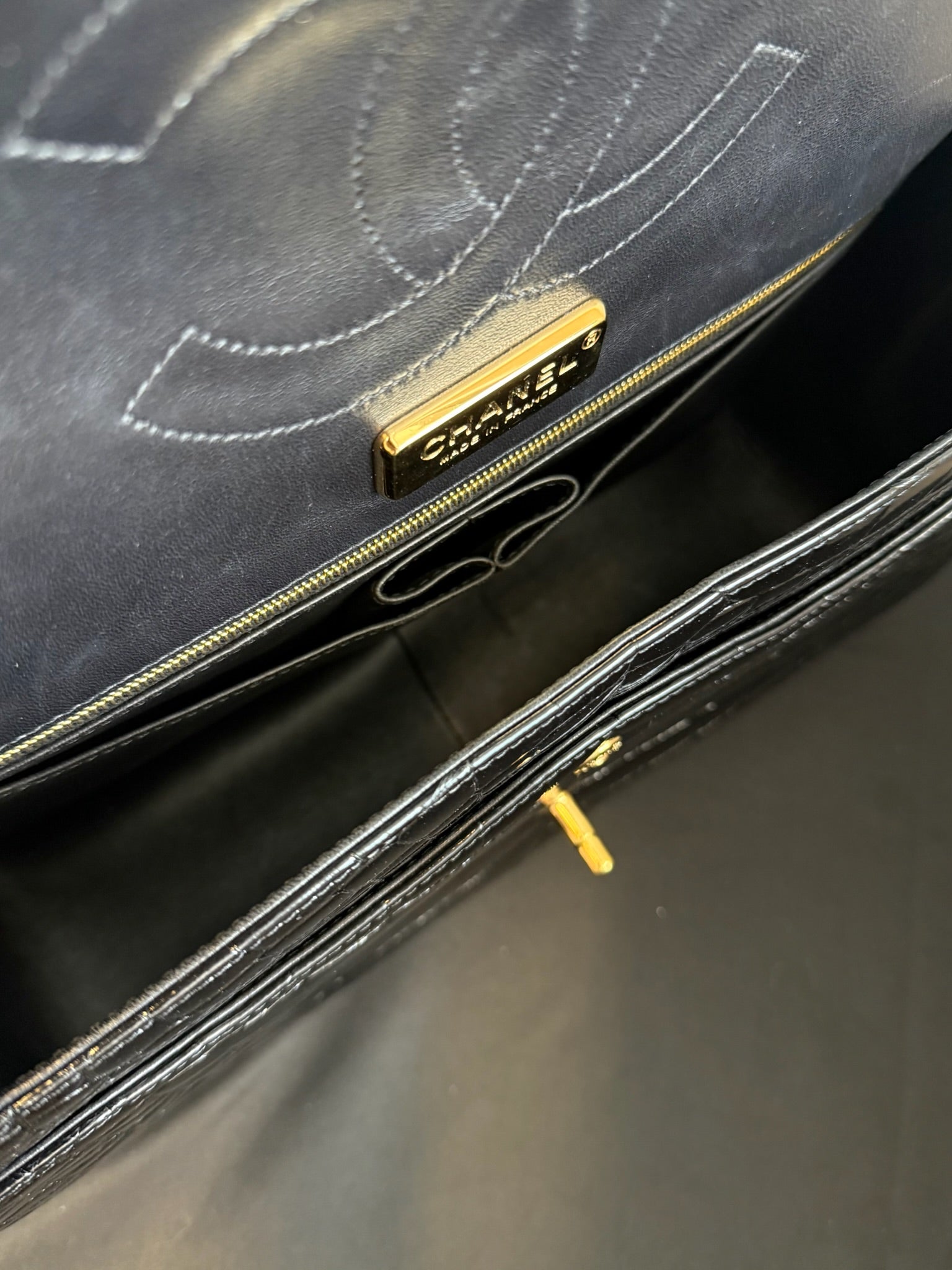 Chanel Jumbo Double Flap Bag Black Alligator Gold Hardware