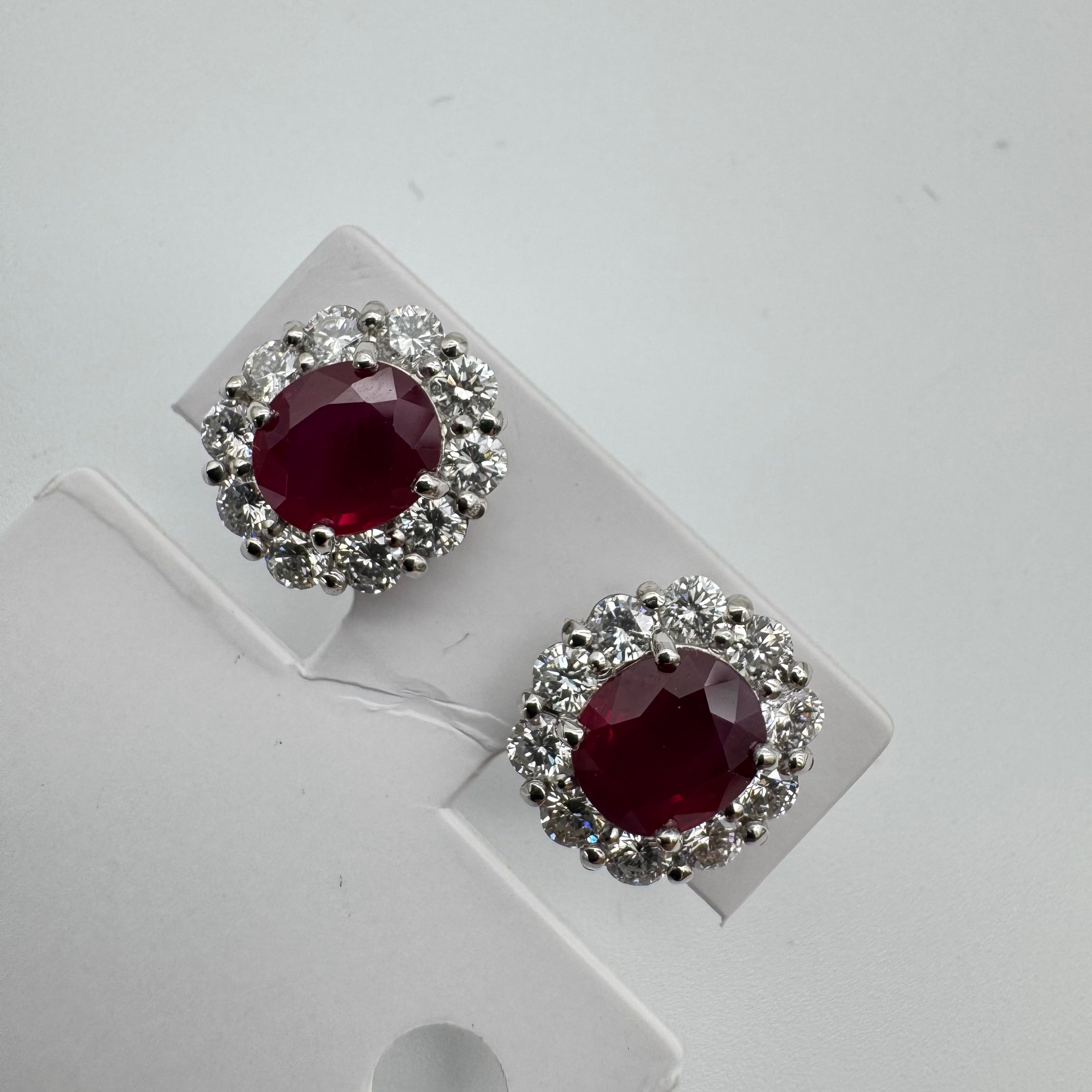 Pt900 Ruby Earrings R1.49 Certificate 59138