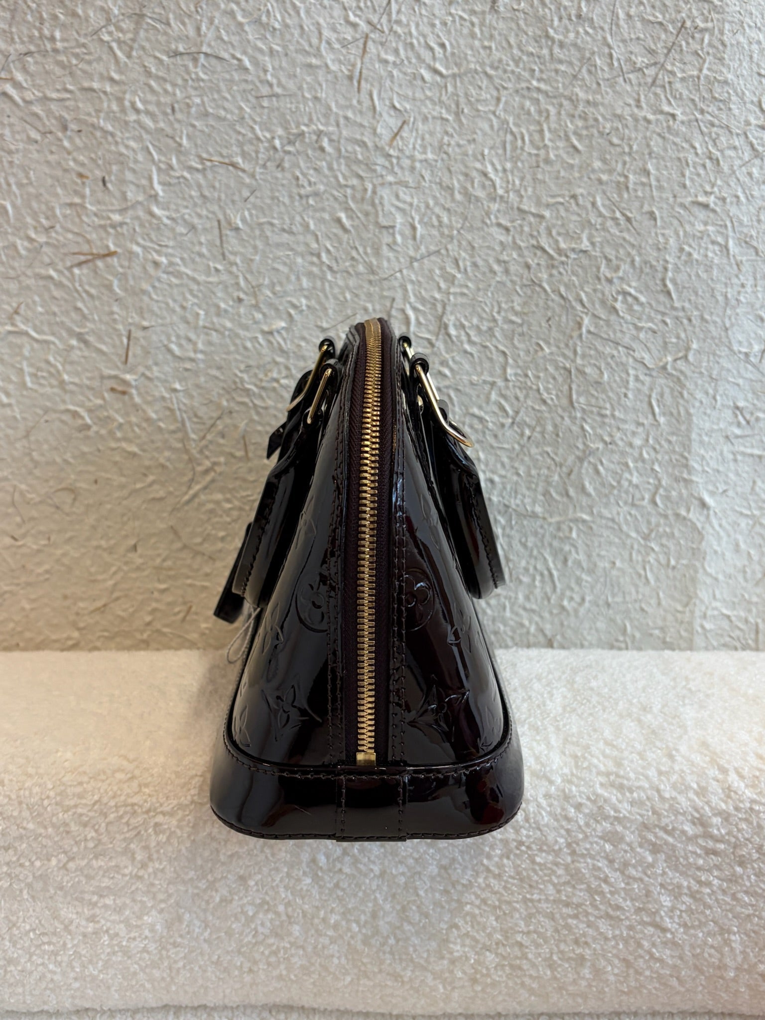 Louis Vuitton Alma BB Vernis Patent Leather Dark Burgundy