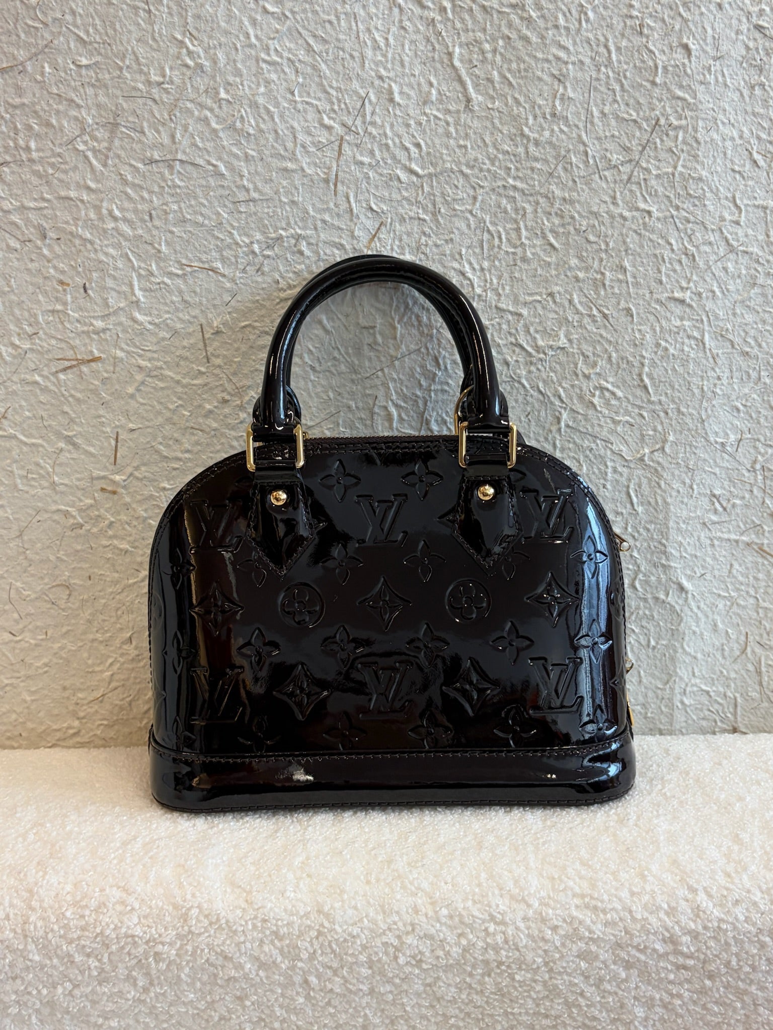 Louis Vuitton Alma BB Vernis Patent Leather Dark Burgundy