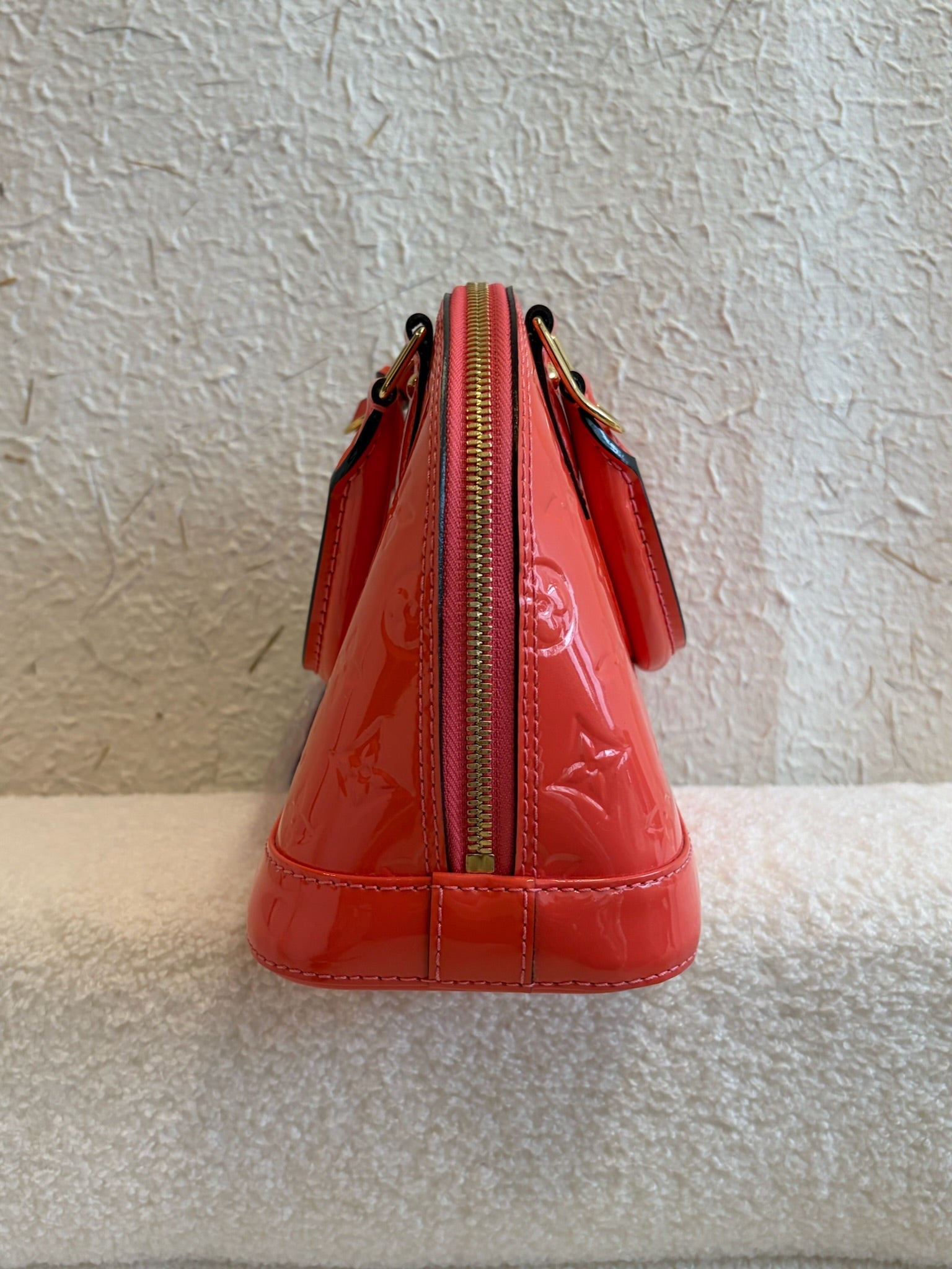 Louis Vuitton  Alma BB Monogram Orange Patent Leather