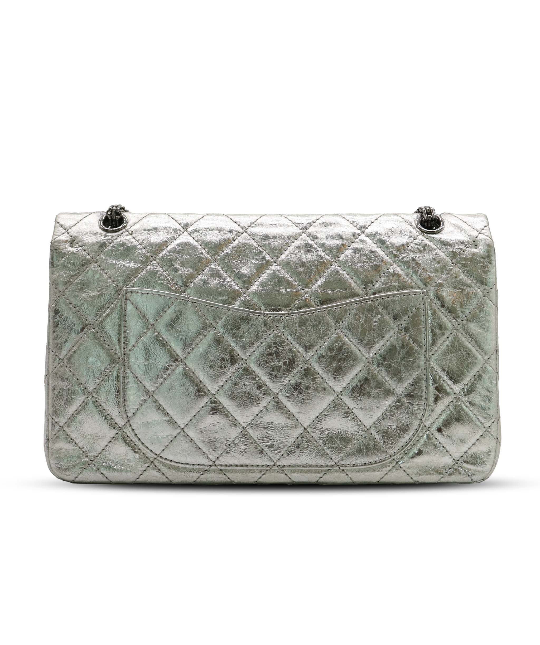 CHANEL 2.55 Large Double Flap Calf Silver SV B0520XHWGK