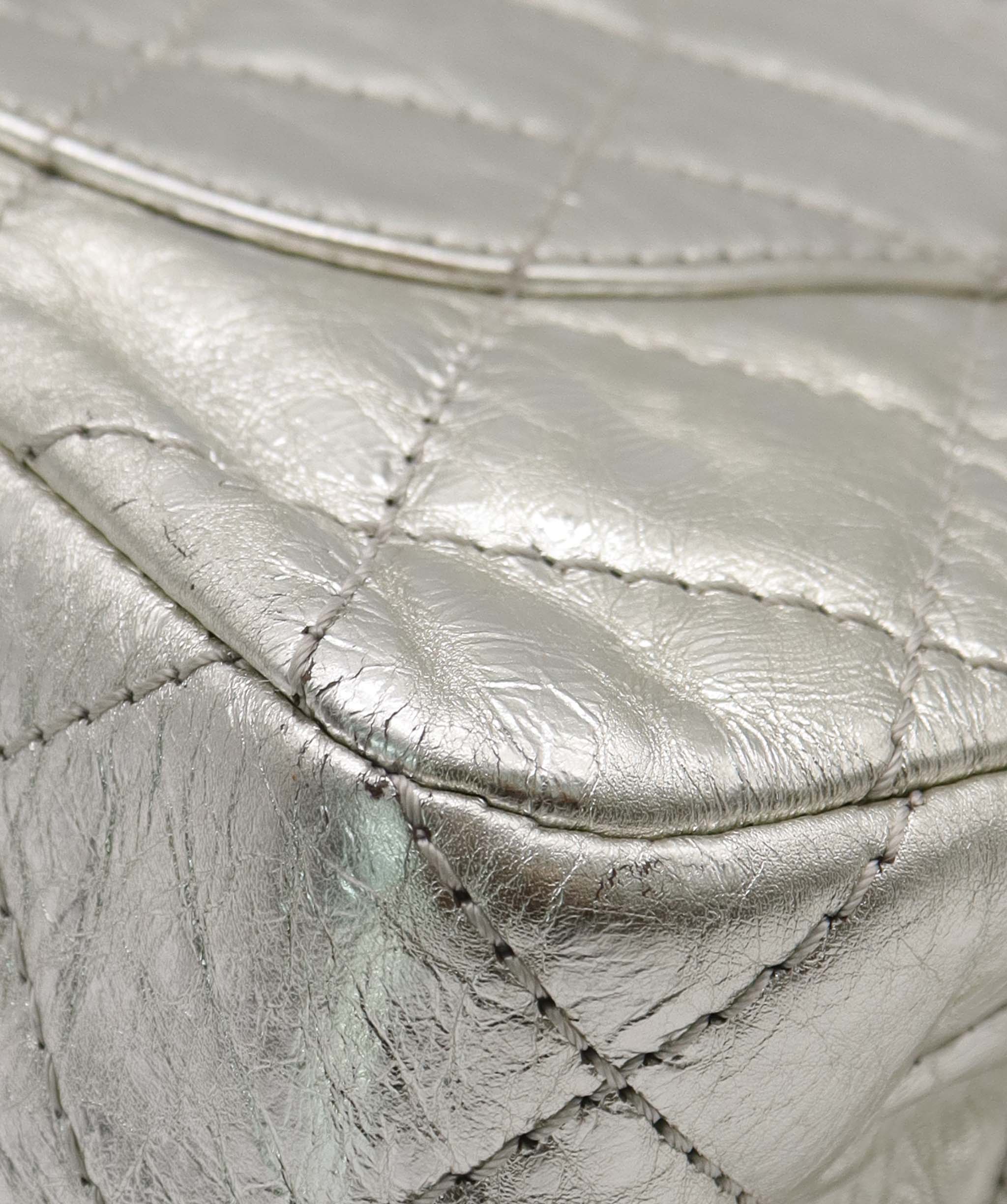 CHANEL 2.55 Large Double Flap Calf Silver SV B0520XHWGK