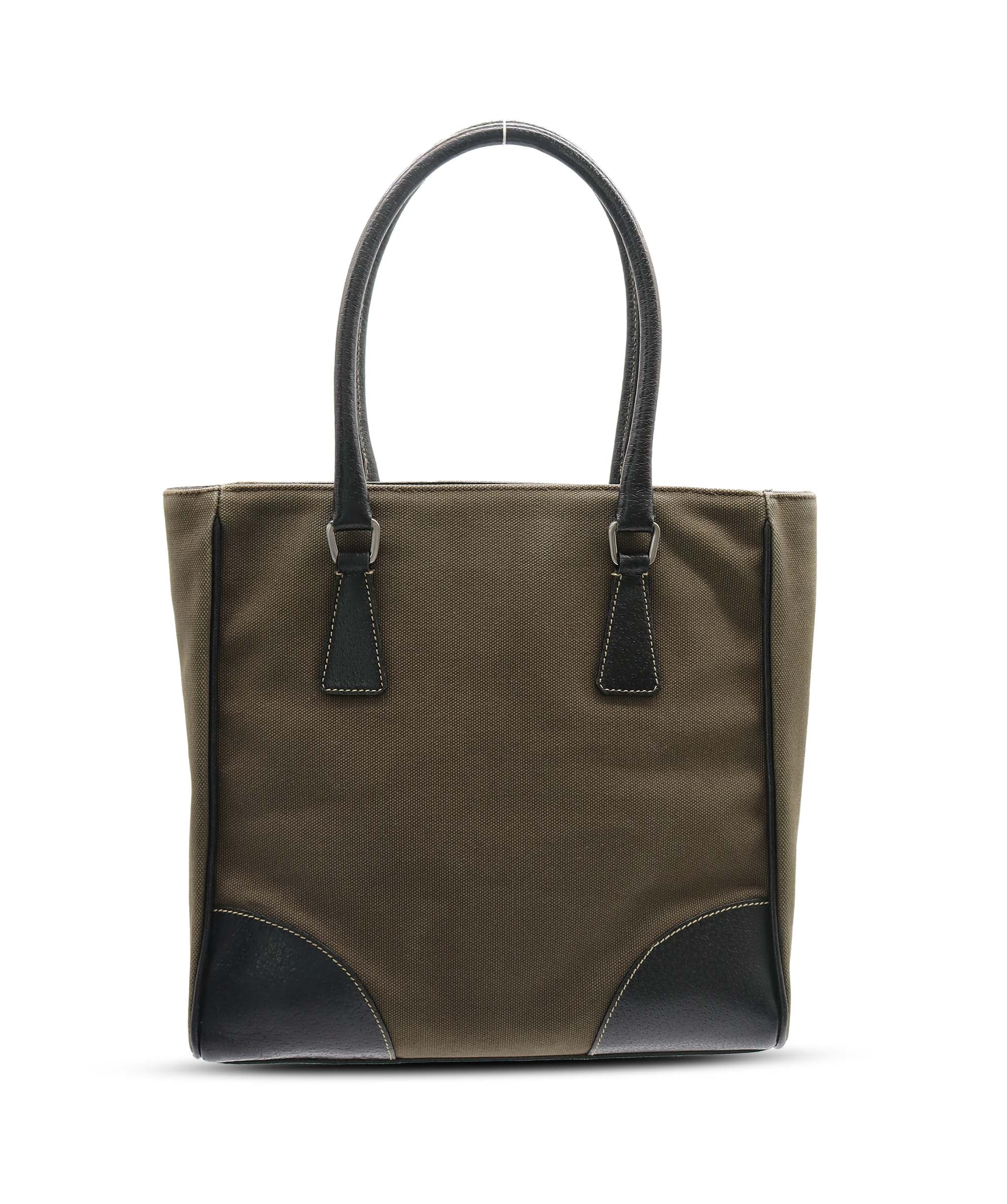 Prada Canvas and Cinghiale Leather Tote Bag C357750 C357750