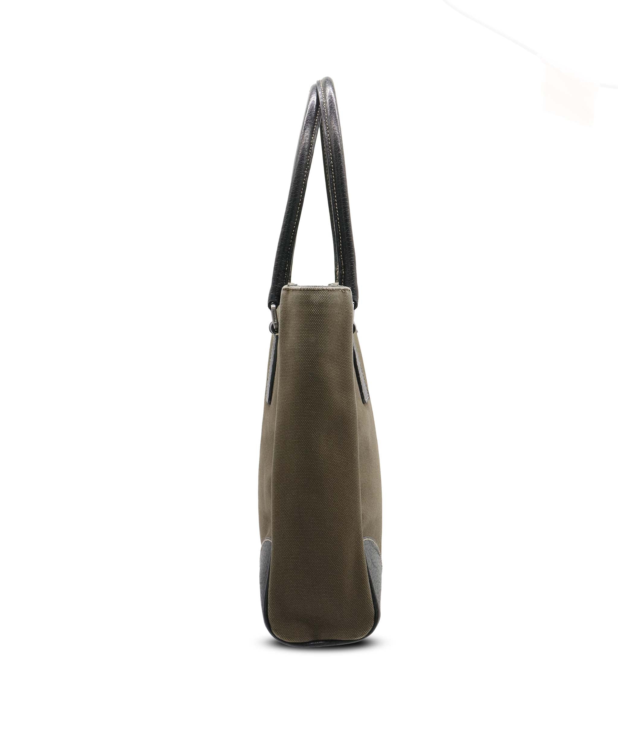 Prada Canvas and Cinghiale Leather Tote Bag C357750 C357750