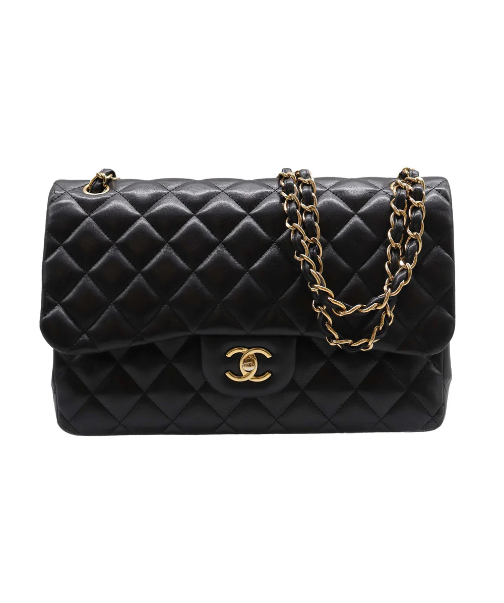 Chanel Jumbo Black Lambskin Classic Flap Bag GHW ASC5623