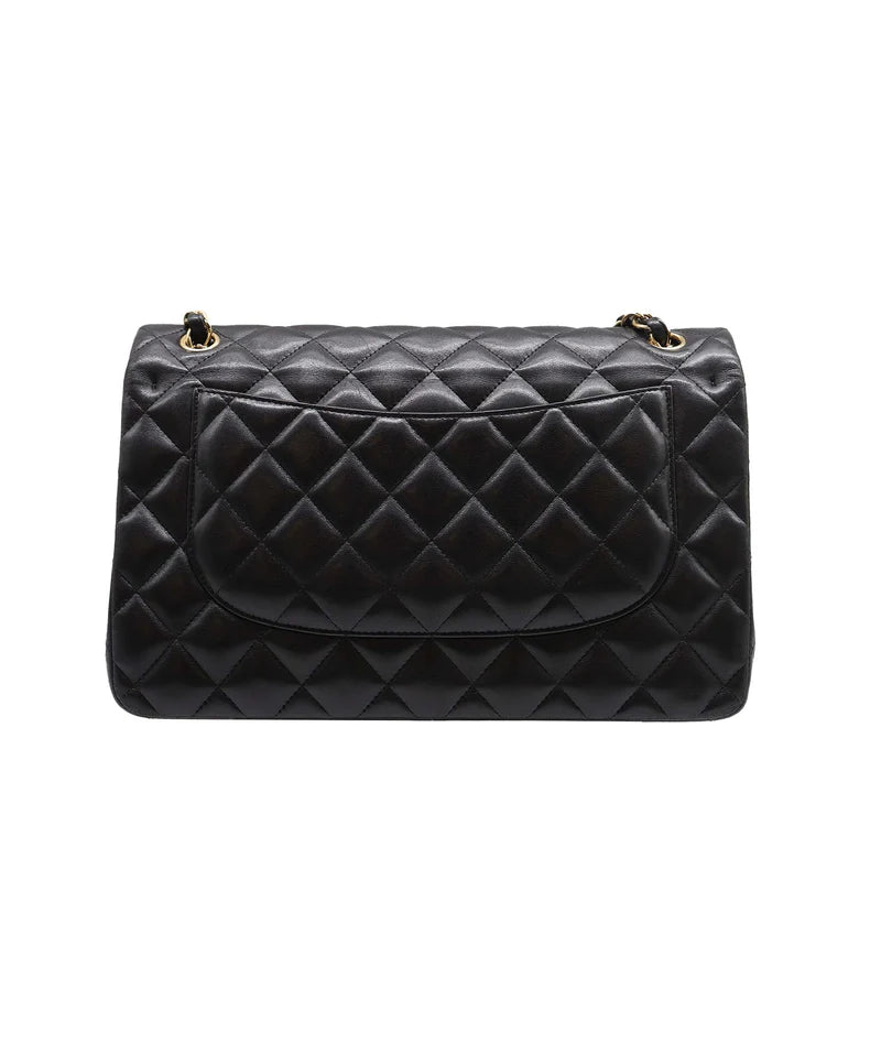 Chanel Jumbo Black Lambskin Classic Flap Bag GHW ASC5623