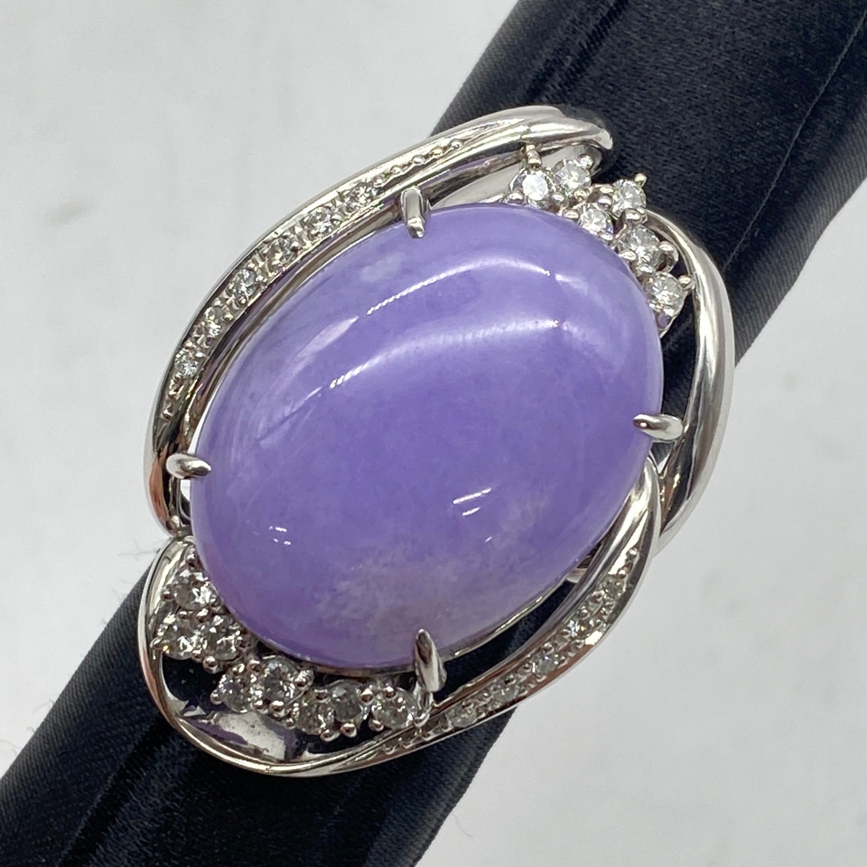 Pt900 Lavender Jade Ring LJ28.24 NGLSorting US7.25 58854