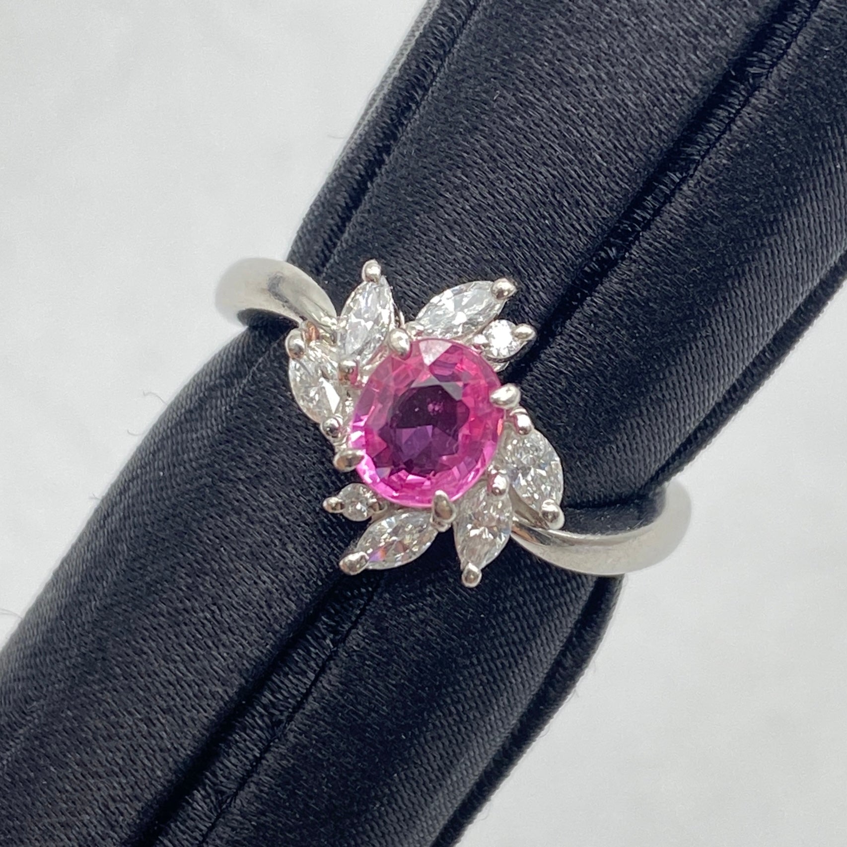 Pt900 Pink Sapphire Ring PS0.8 Certificate/GRJSorting US5.75 58886