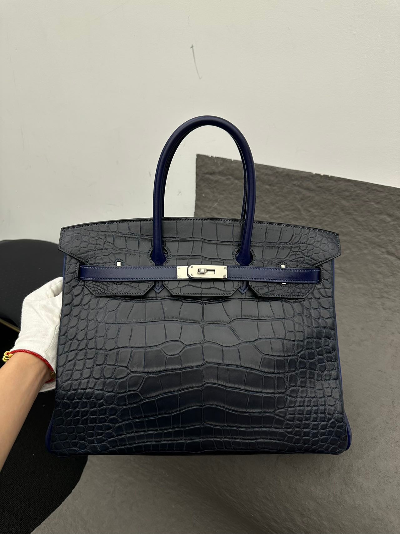 Hermès Birkin 35 Multi-Leather Matte Indigo Sapphire Blue Stamp R