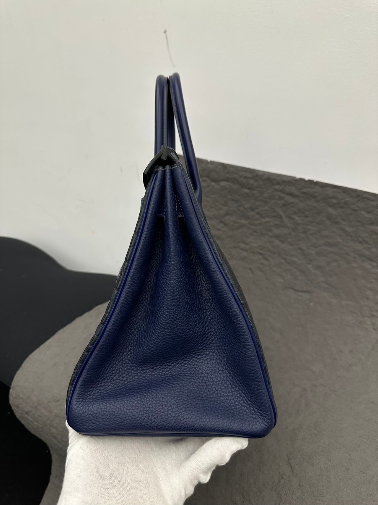 Hermès Birkin 35 Multi-Leather Matte Indigo Sapphire Blue Stamp R