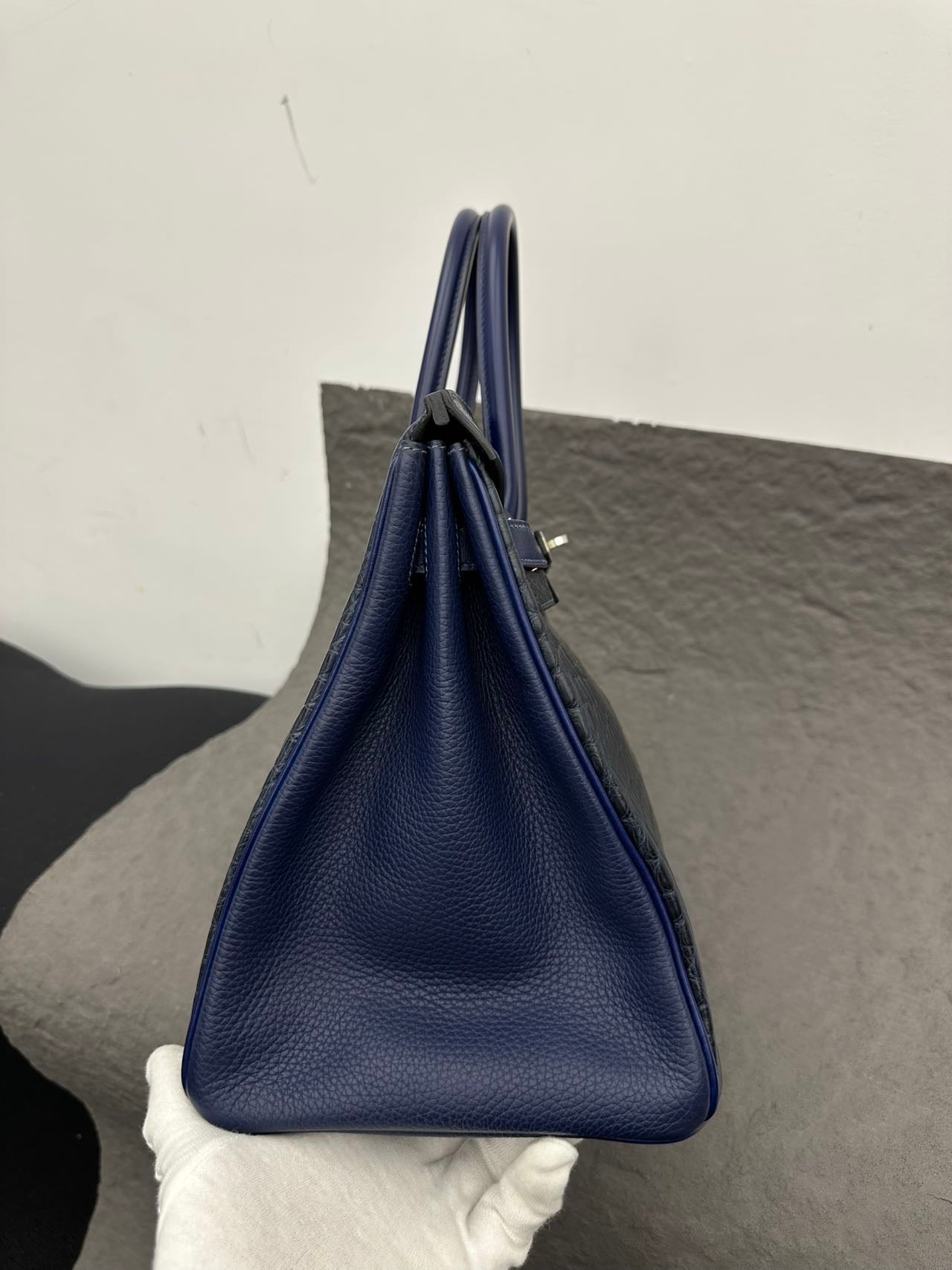 Hermès Birkin 35 Multi-Leather Matte Indigo Sapphire Blue Stamp R
