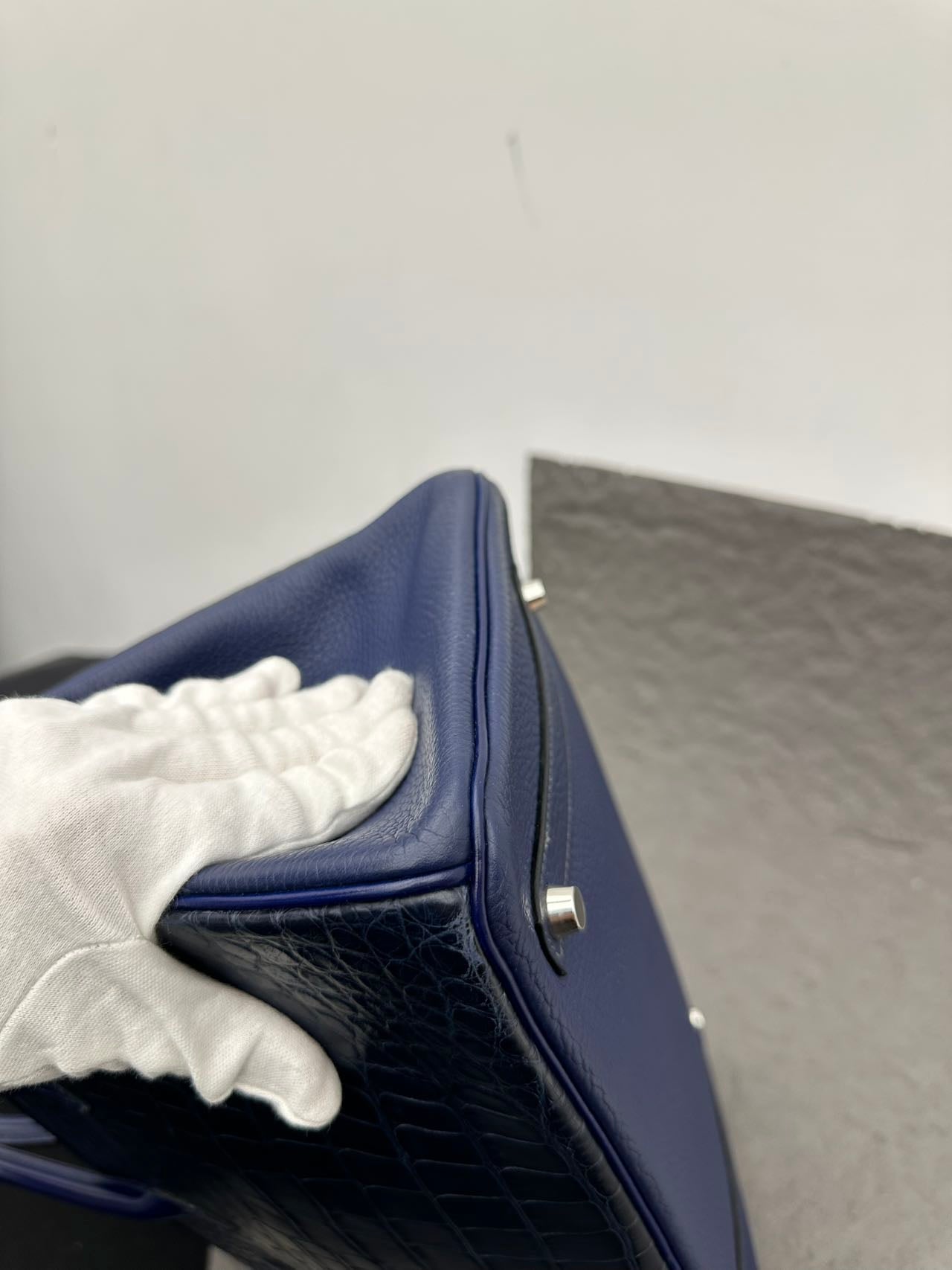 Hermès Birkin 35 Multi-Leather Matte Indigo Sapphire Blue Stamp R