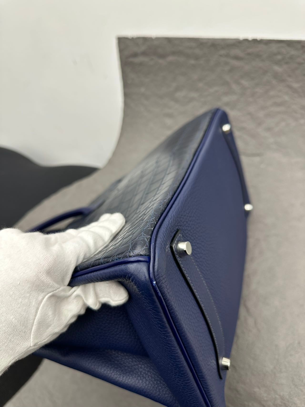 Hermès Birkin 35 Multi-Leather Matte Indigo Sapphire Blue Stamp R