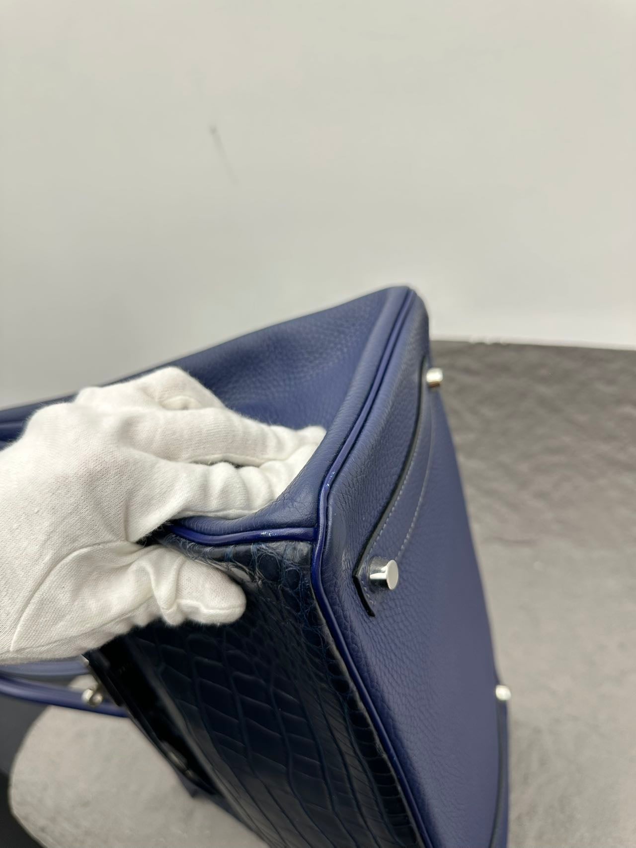 Hermès Birkin 35 Multi-Leather Matte Indigo Sapphire Blue Stamp R