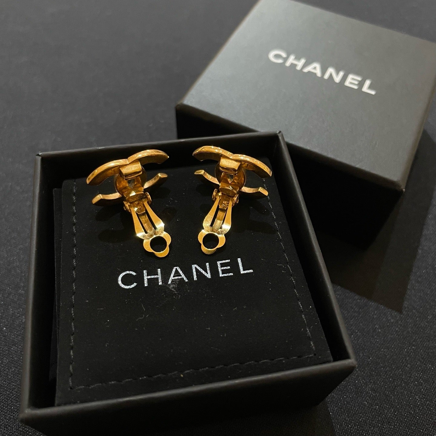 Chanel Gold Tone CC Clip-On Earrings