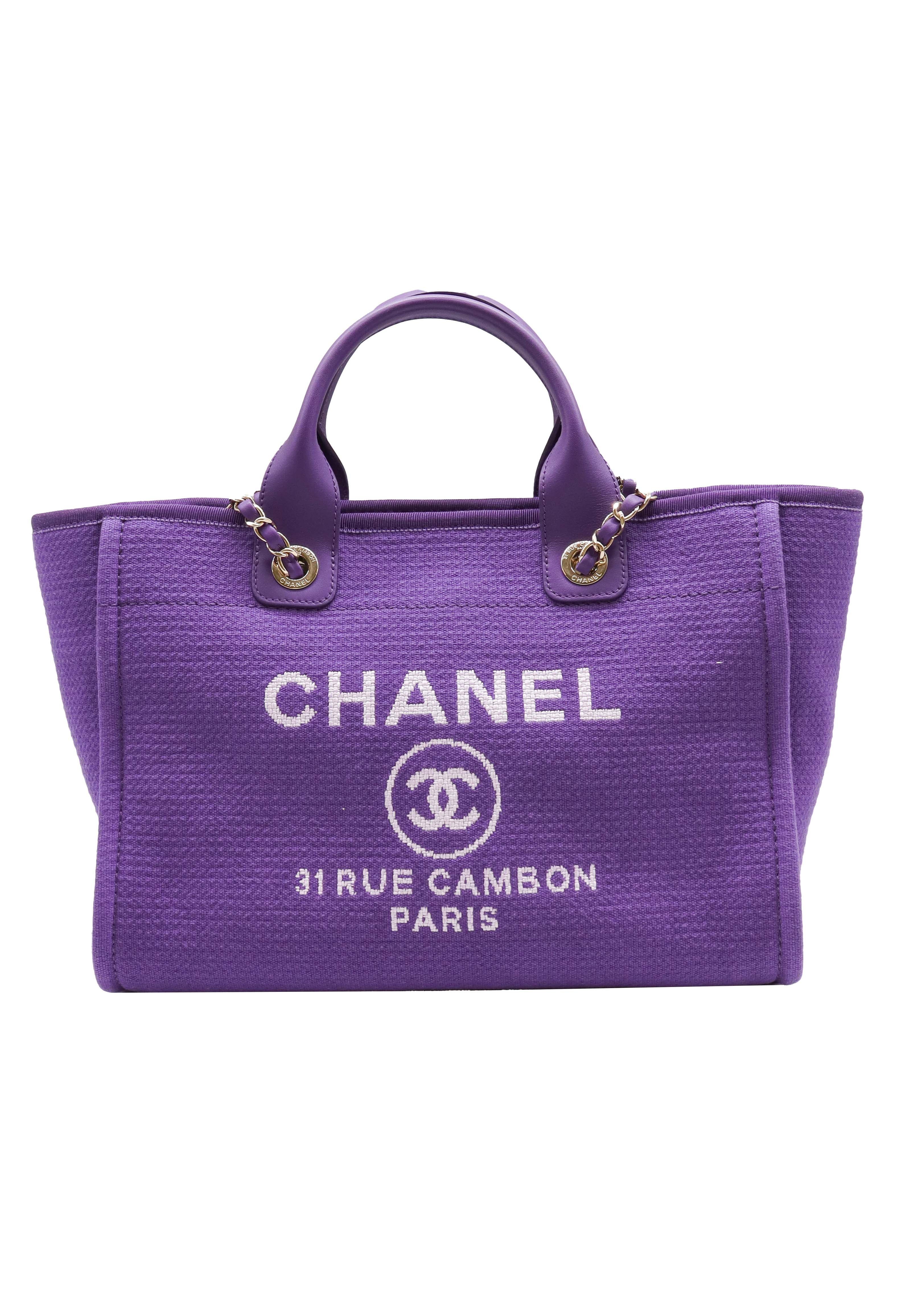 CHANEL Deauville Tote Bag Purple DXBS0576