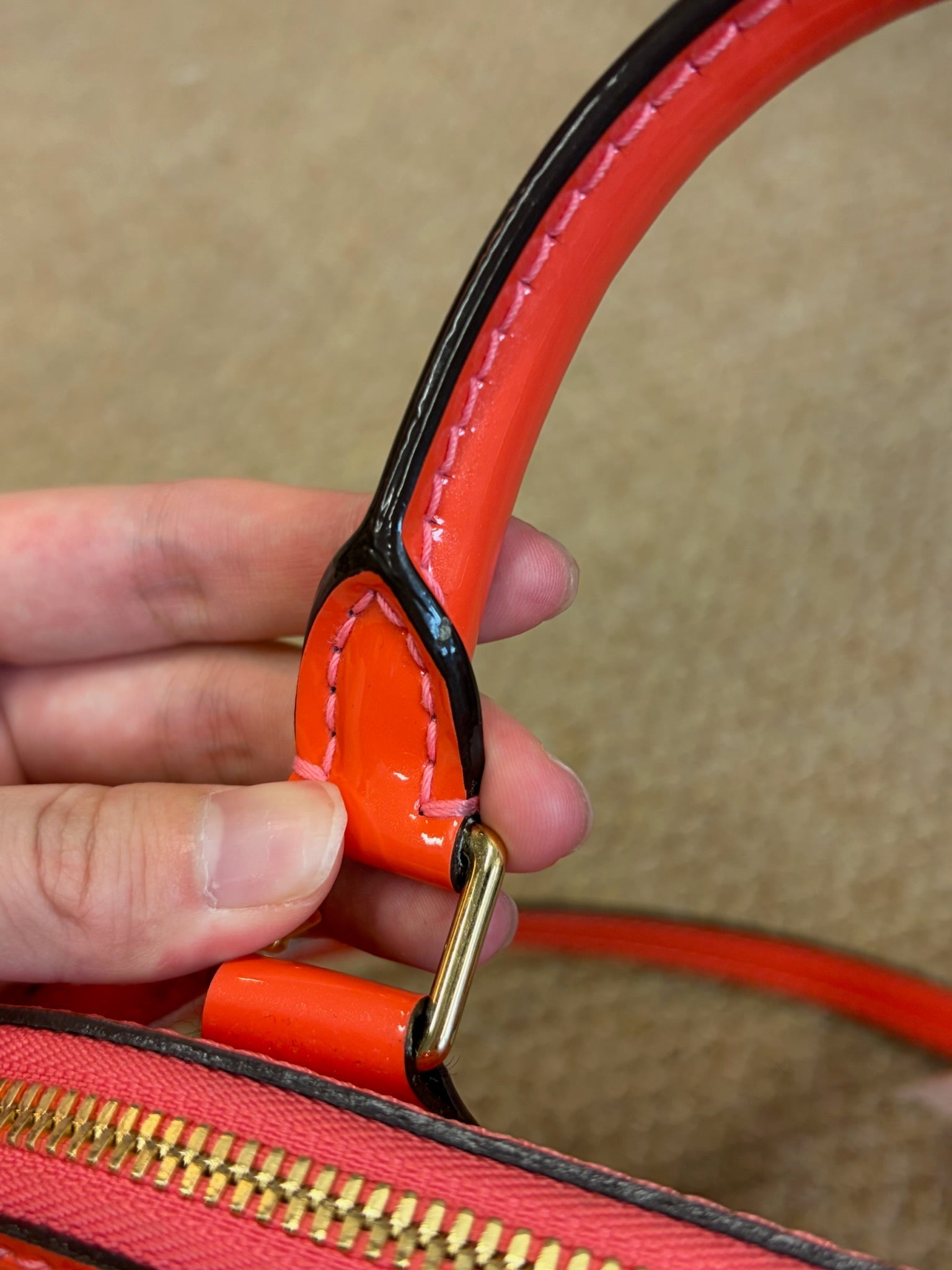 Louis Vuitton  Alma BB Monogram Orange Patent Leather