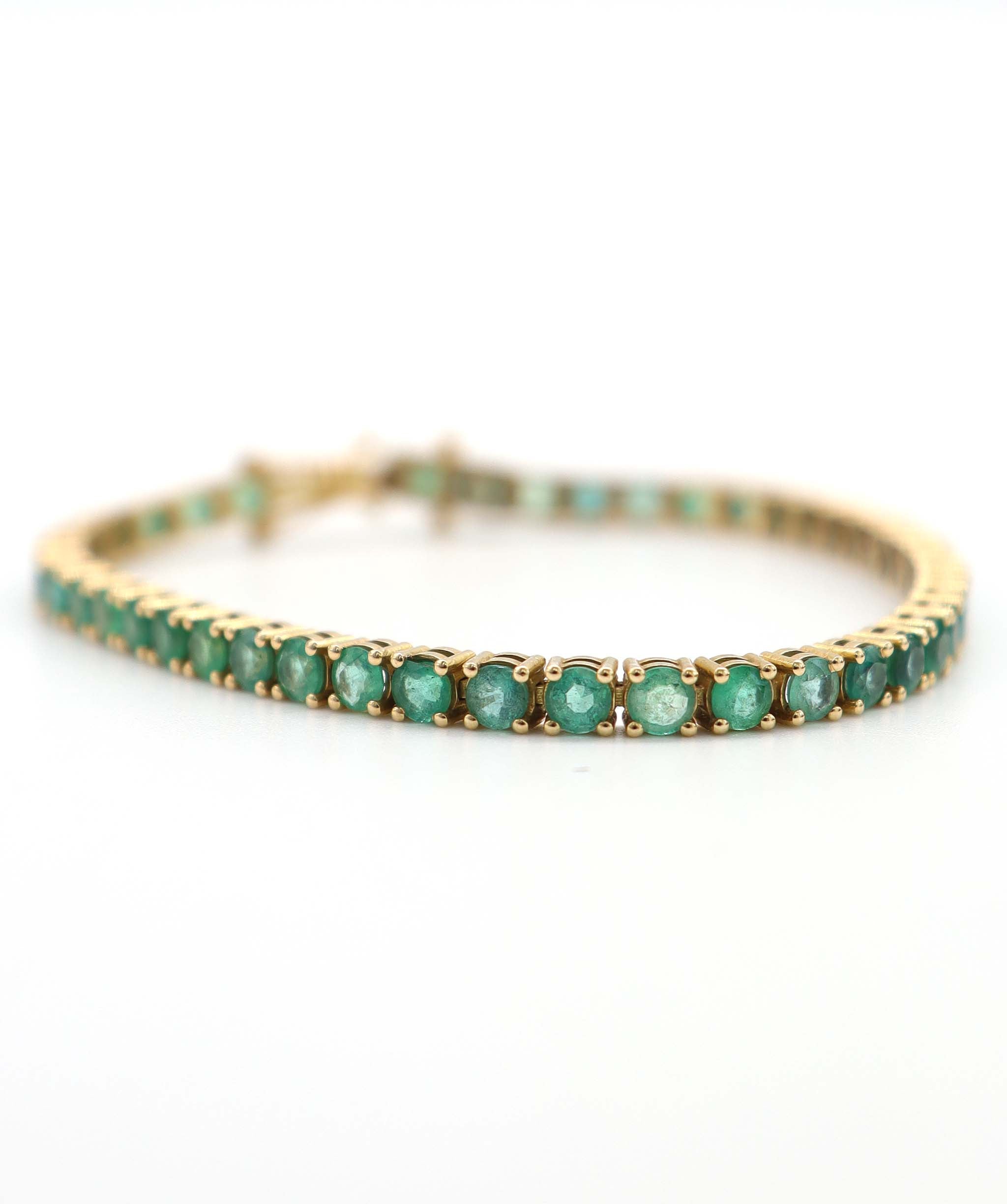 7.27ct Natural Zambian Emerald YG tennis bracelet DXBCD1595