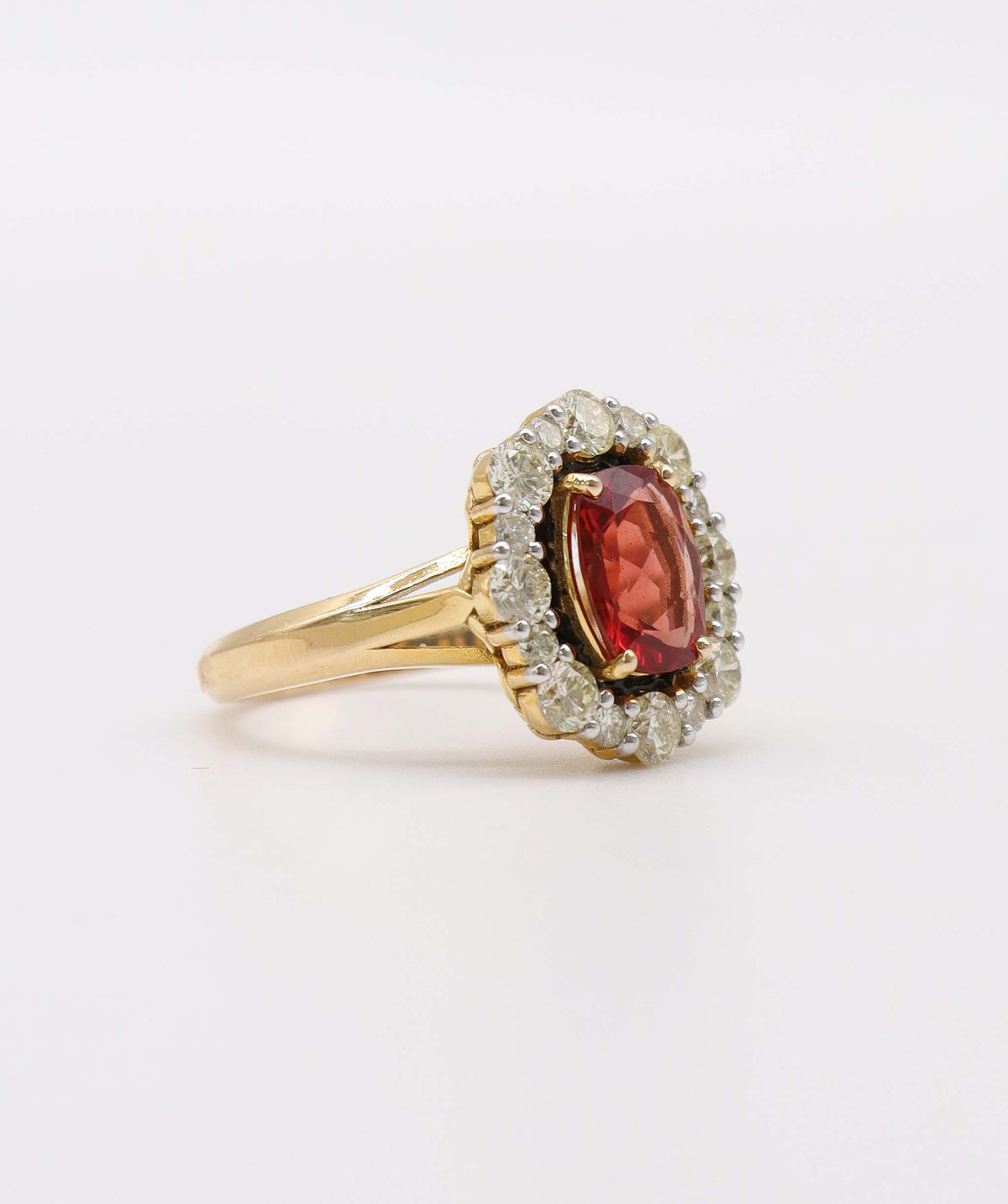 Spinel and Diamond Ring with black enamel in 14k AVNC006