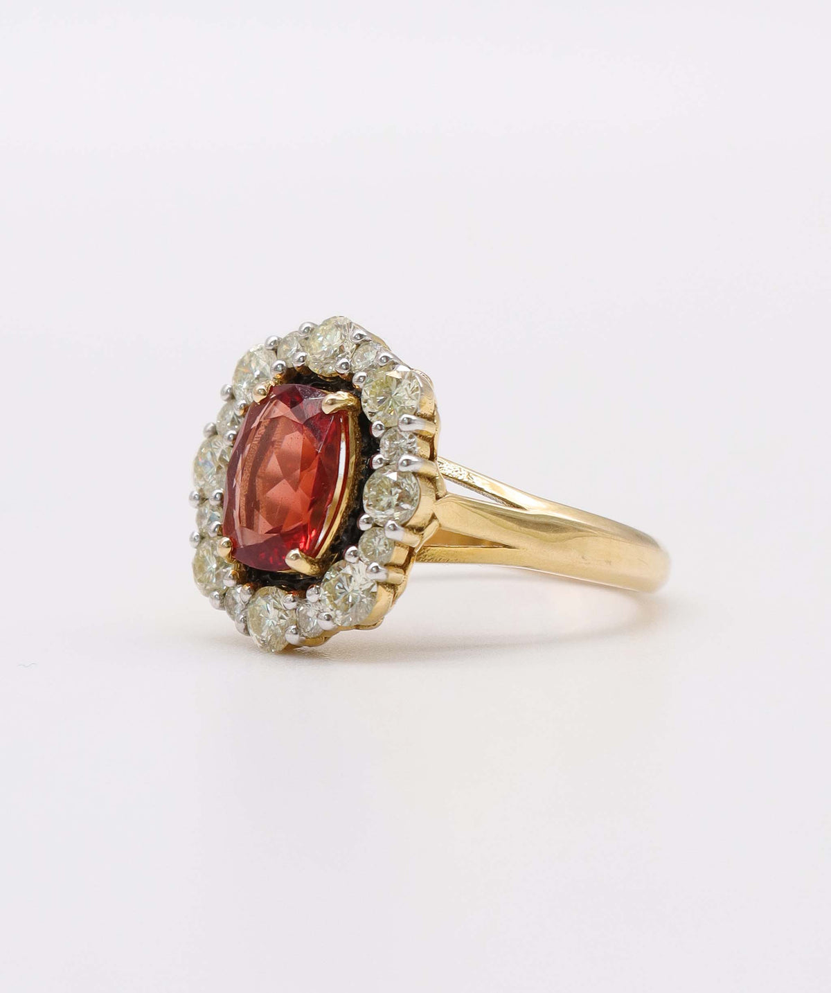 Spinel and Diamond Ring with black enamel in 14k AVNC006