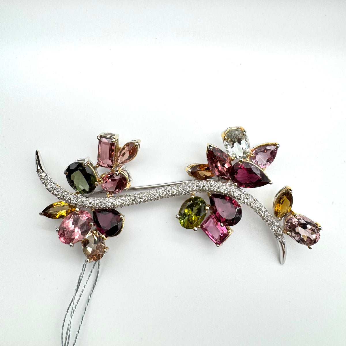 750/K18WG Tourmaline Brooch TM17.48 D0.75 59418
