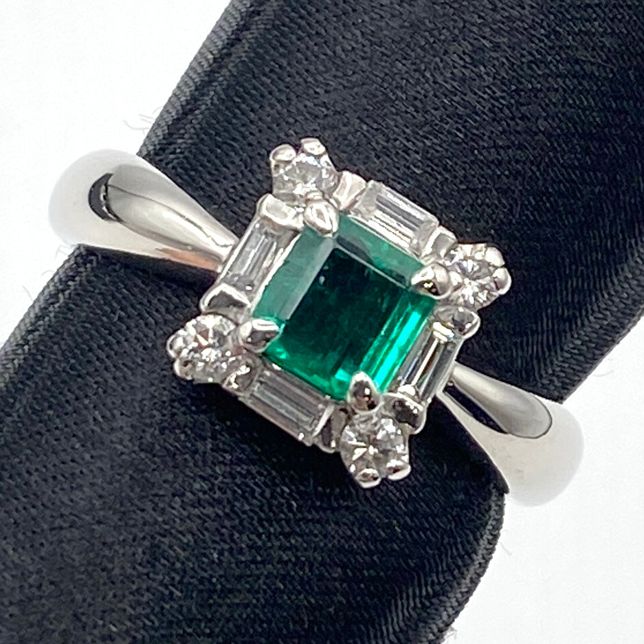 PT900 Emerald Ring EM 0.57 DA 0.33 7.5g sorting US6.25 25-72818-0