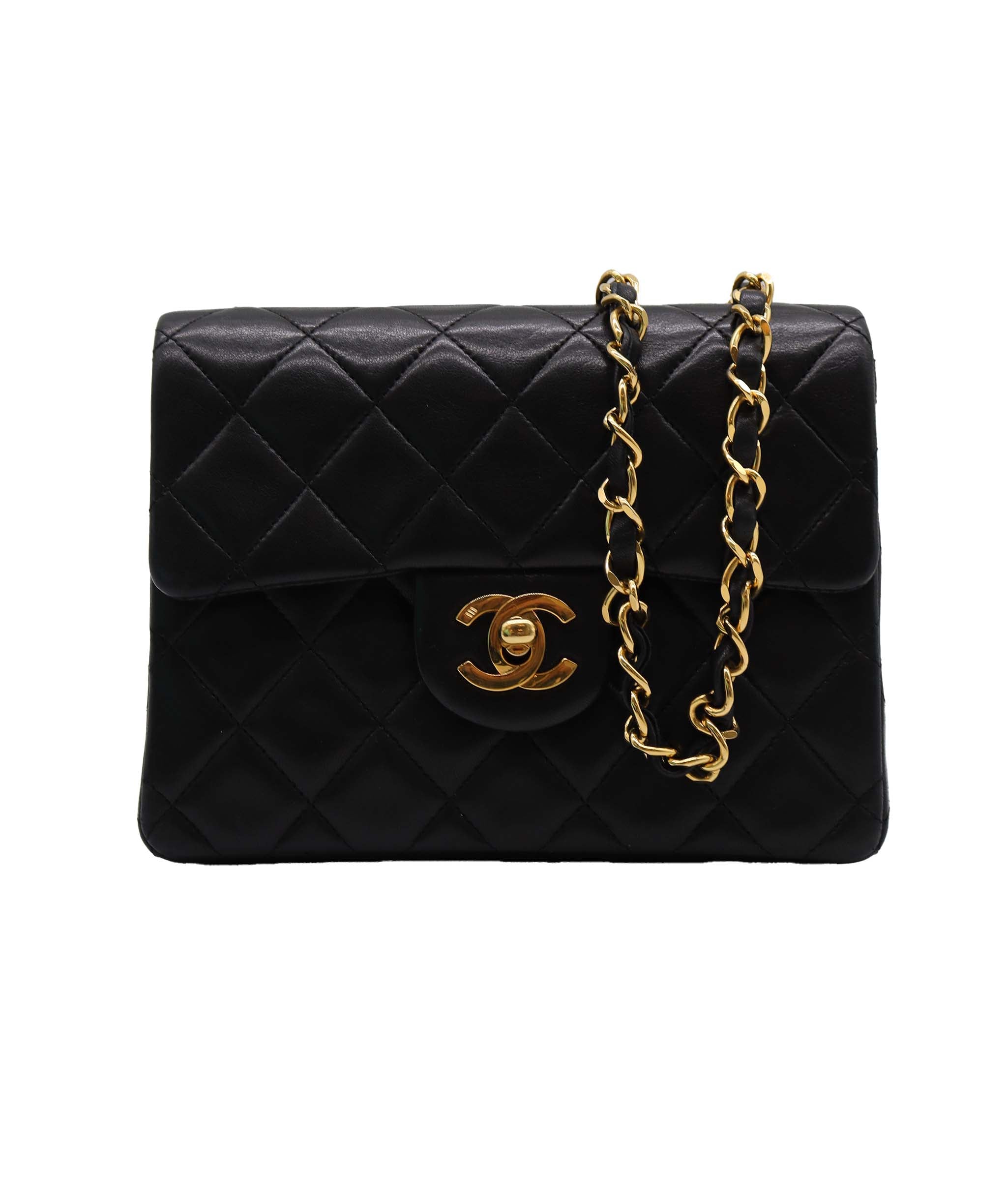 Chanel Mini 7" Square Lamb GHW Black DXBS2350