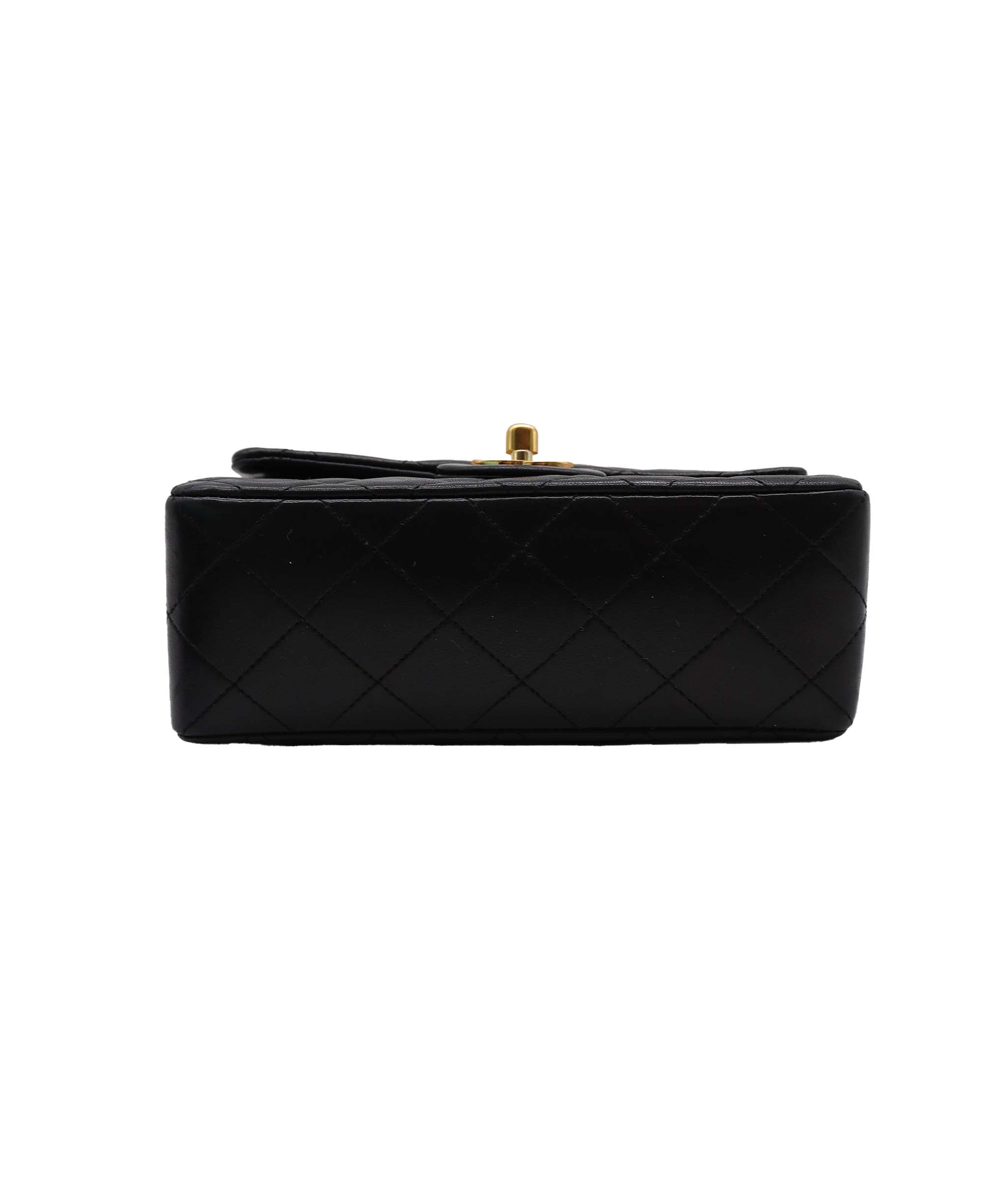 Chanel Mini 7" Square Lamb GHW Black DXBS2350