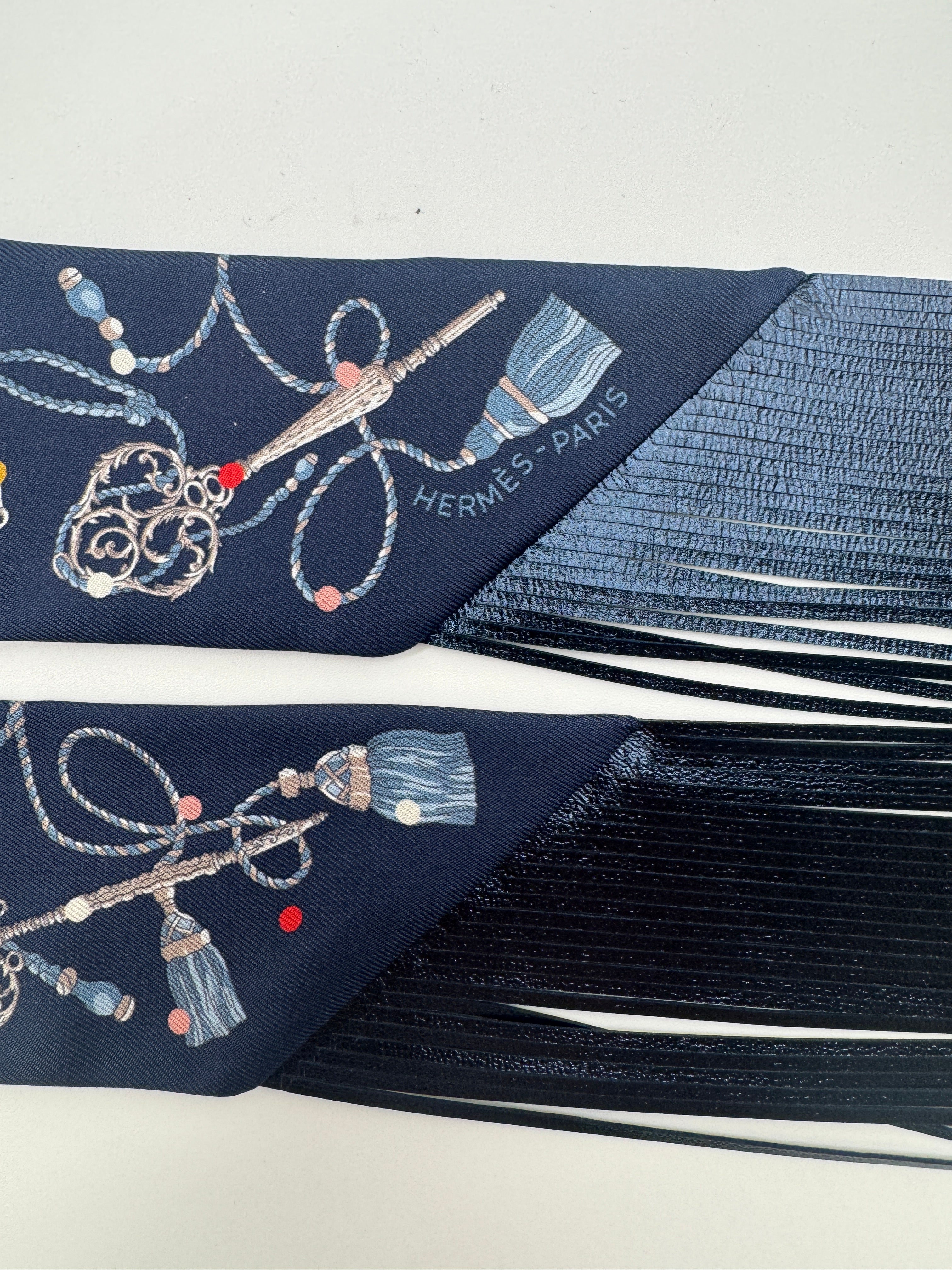 Hermès Les Cles a Pois Twilly Bleu marine - Gris Argent - Multicolour Leather