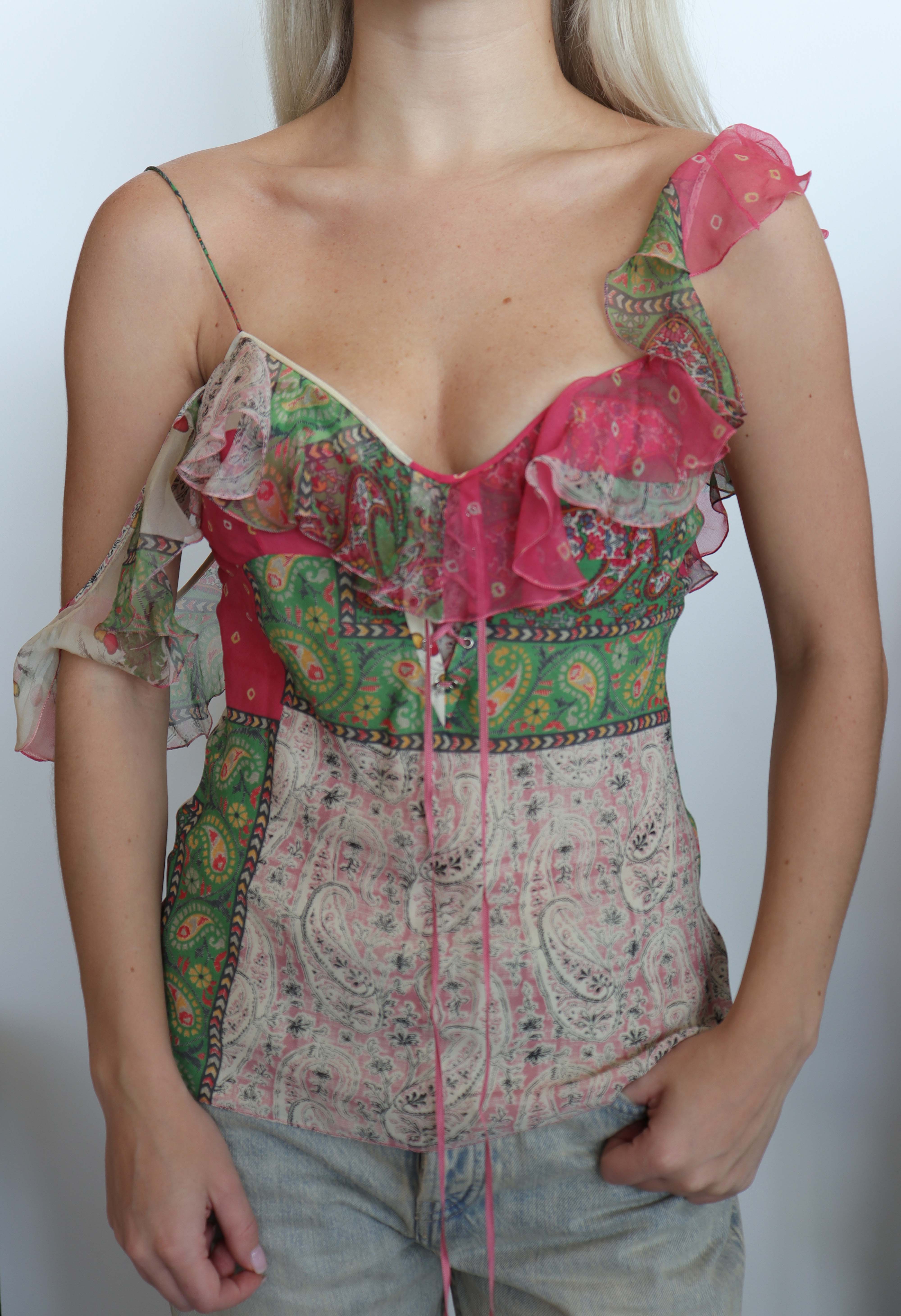 Dior Paisley Silk Top Pink Green DXBS1859