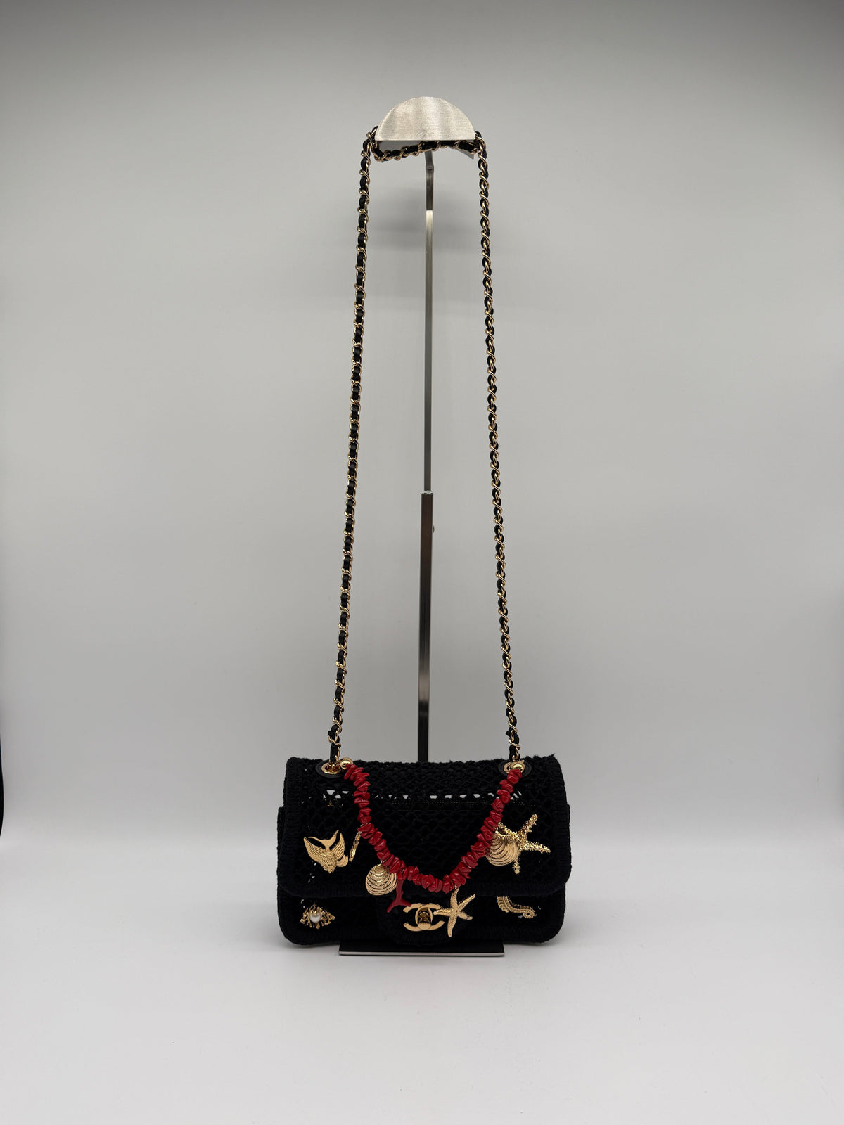 Chanel Coco Beach 2026 Mini Flapbag Black Mesh & Gold Tone Metal