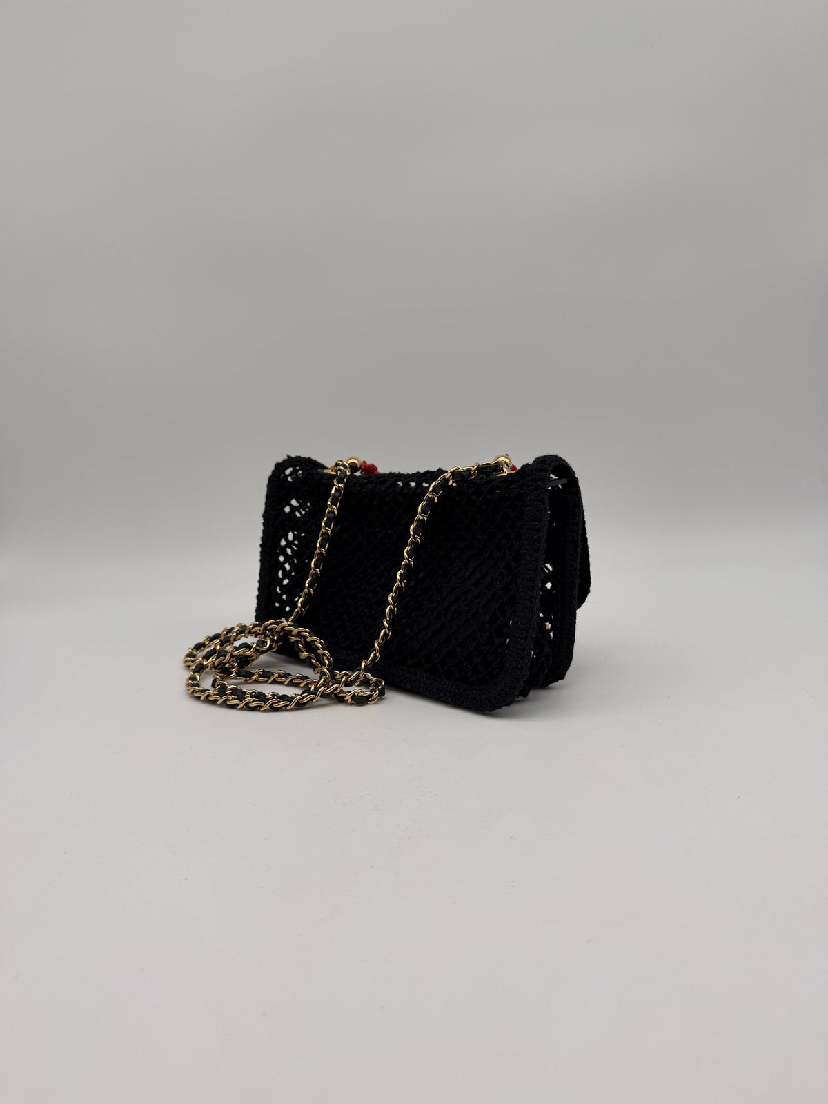 Chanel Coco Beach 2026 Mini Flapbag Black Mesh & Gold Tone Metal