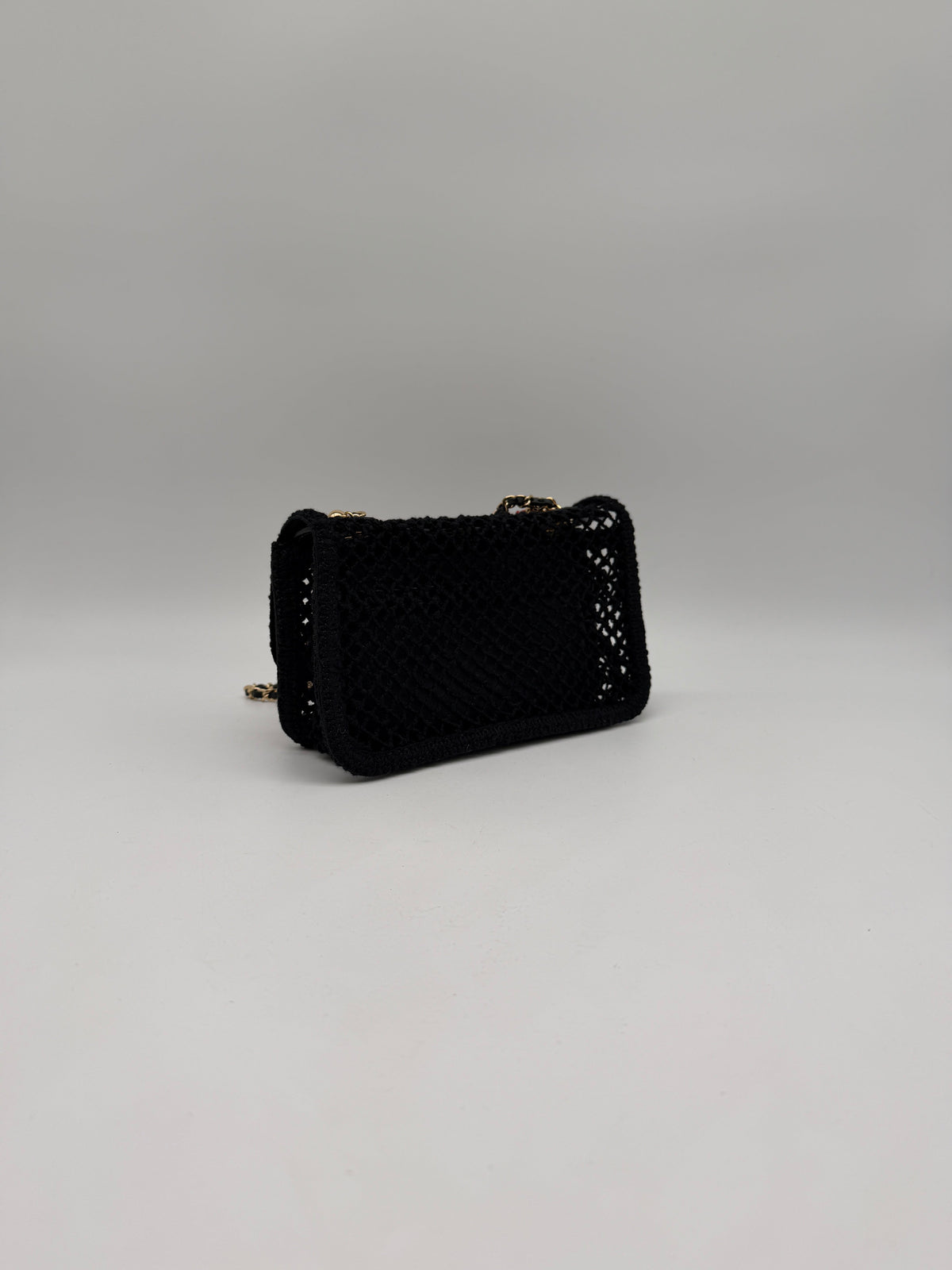 Chanel Coco Beach 2026 Mini Flapbag Black Mesh & Gold Tone Metal