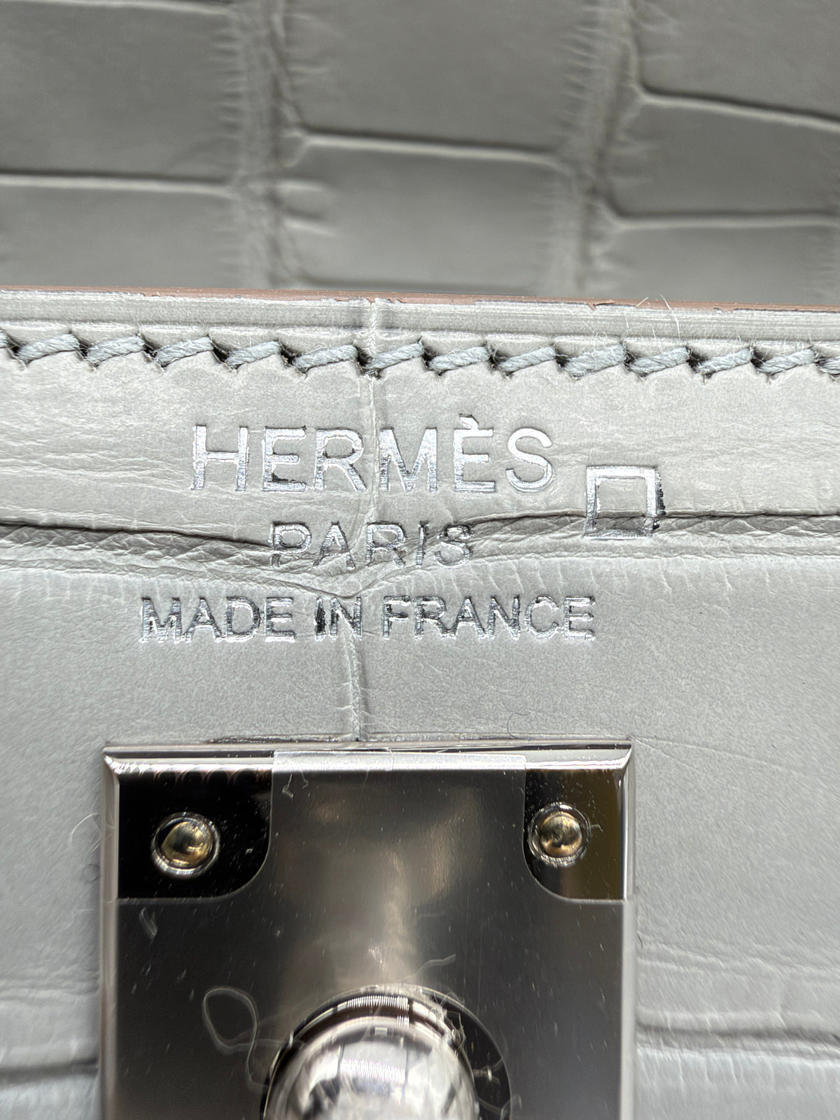 Hermès Kelly 25 Retourne Gris Perle Matte Alligator Palladium Hardware