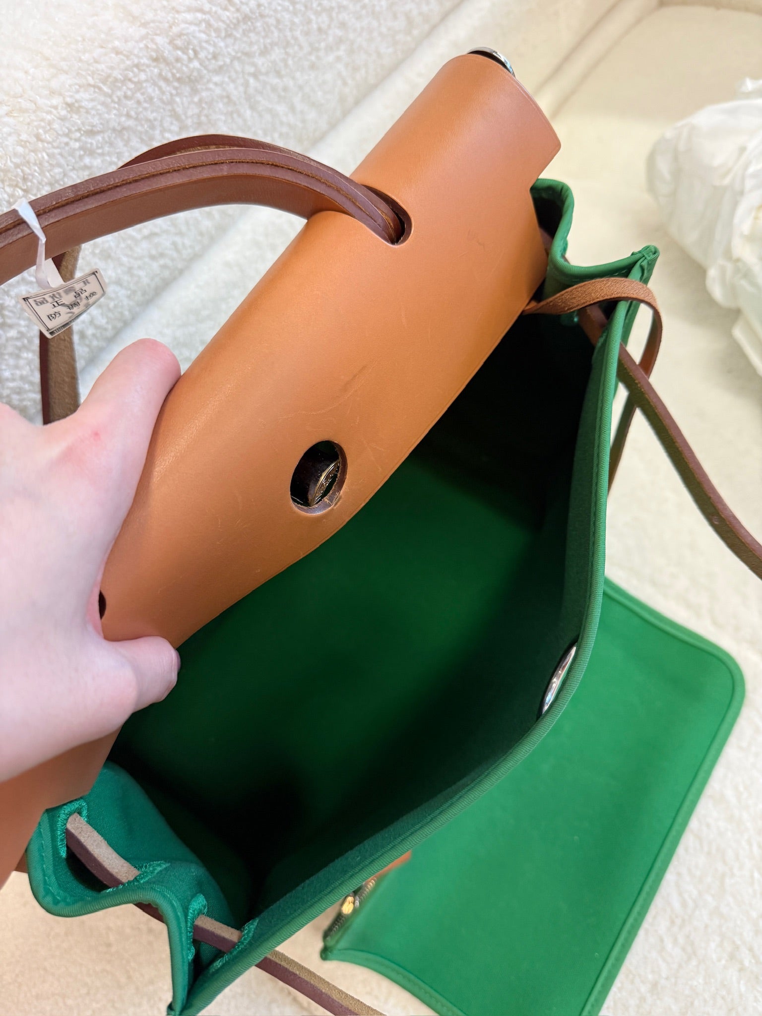 Hermès green herbag31 good condition stamp X