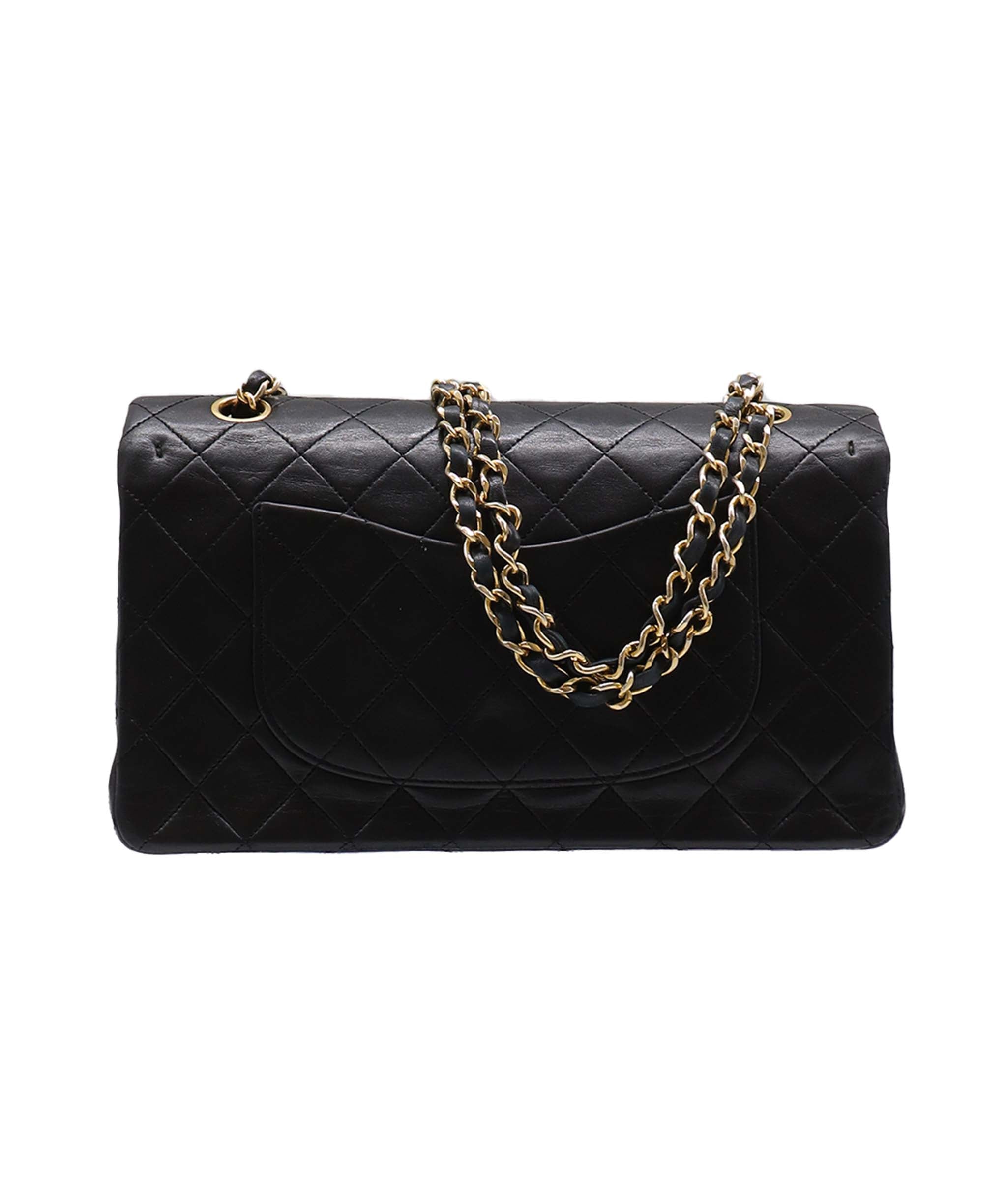 CHANEL VINTAGE CLASSIC FLAP MEDIUM CHAIN SHOULDER BAG BLACK LAMB SKIN 90261811 DXBS2880