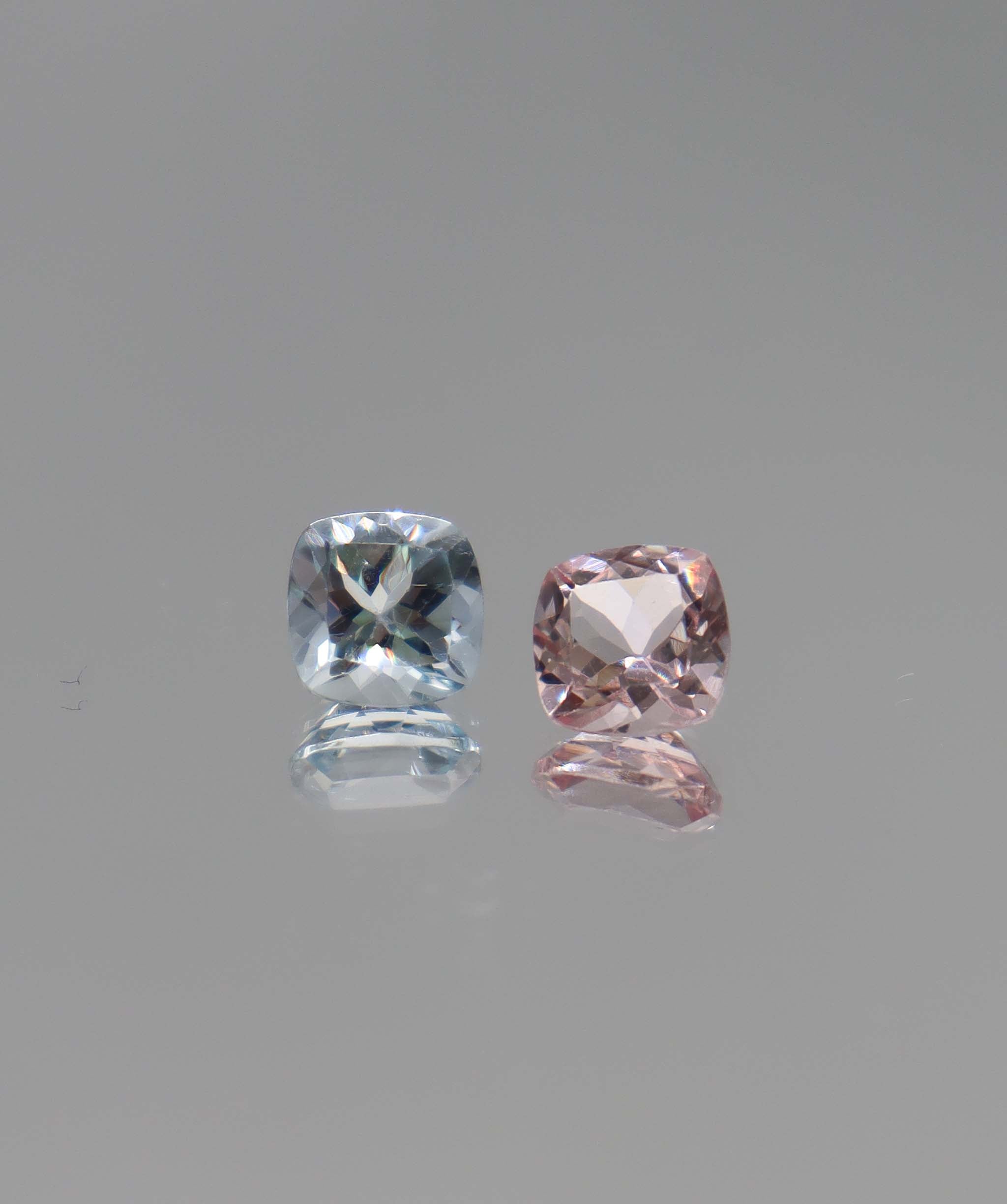 2.69ct Aqua & Morganite Pair Cushion DXBCS2475
