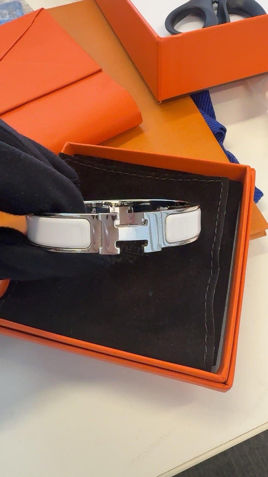 Hermès Clic H Bracelet - White