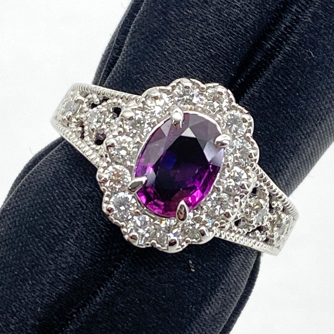 Regular Pt900 Purple Sapphire Ring PPS1.033 D0.44 6.5g GRJSO US6 54056