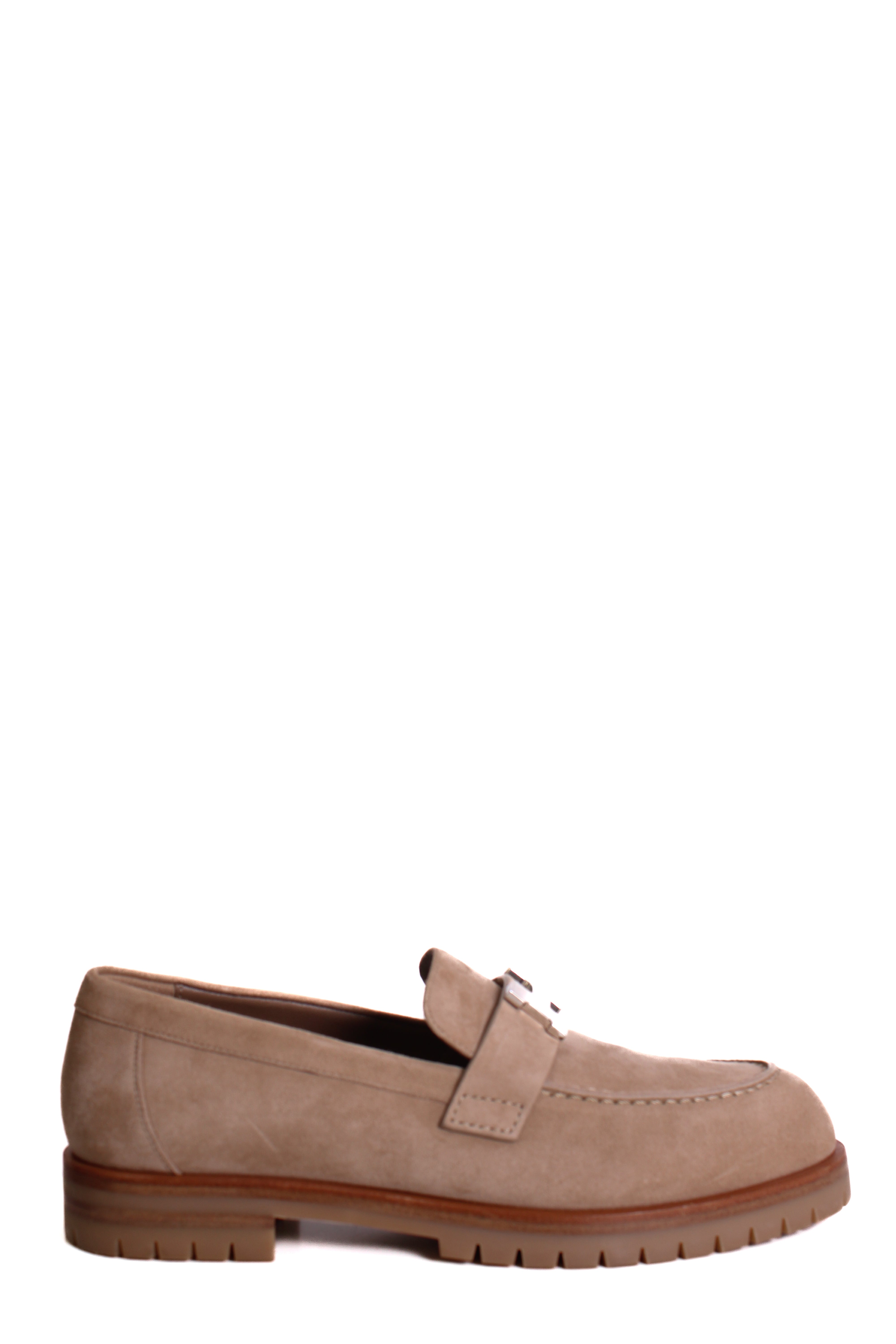 Hermes Faubourg Suede Loafers Beige Camel 37
