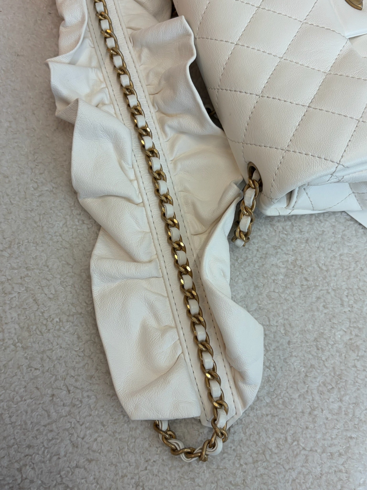Chanel White Calfskin Quilted Mini Romance Flap Bag
