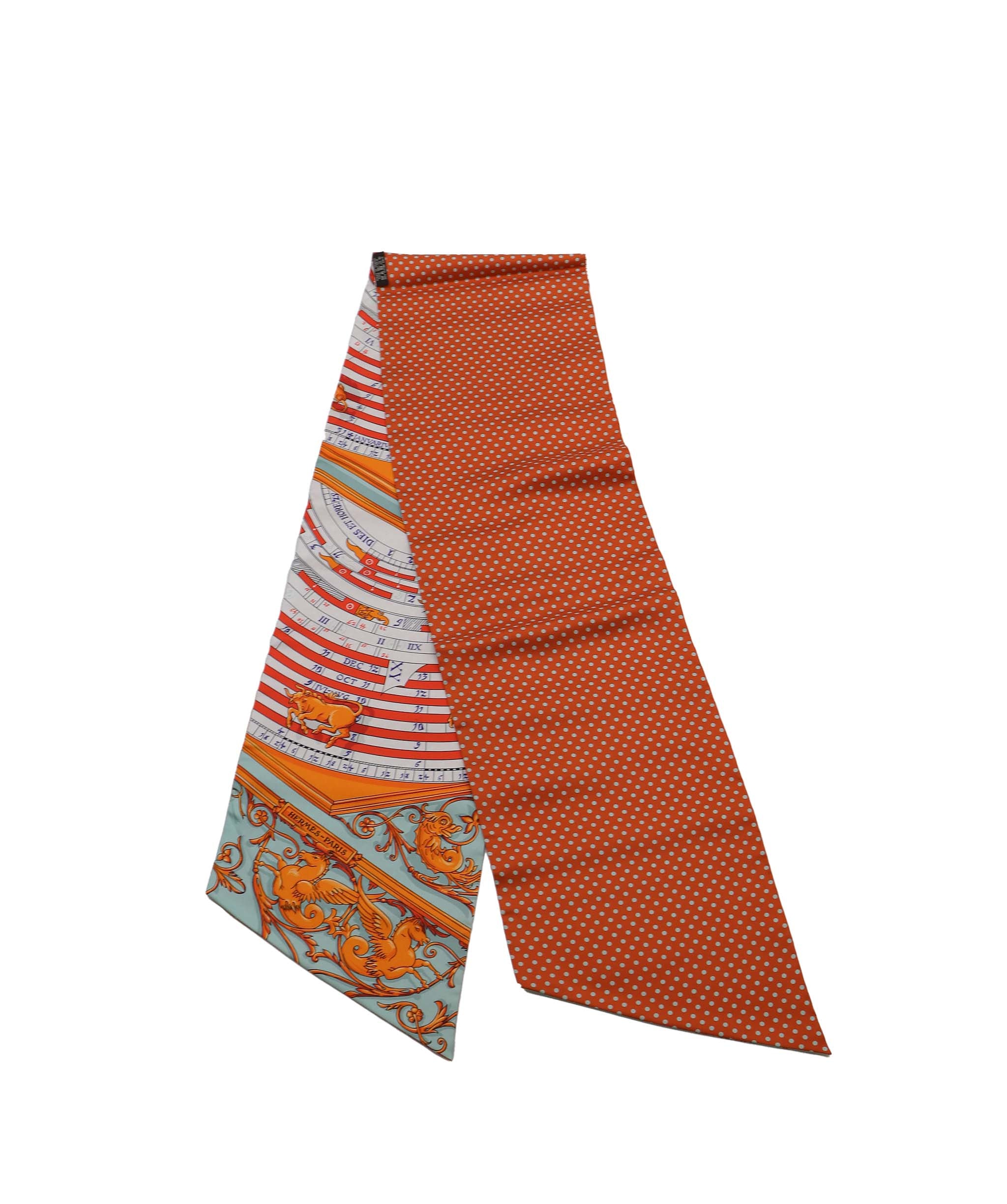 HERMES DIES ET HORE Scarf Silk Orange Blue  DXBV0304