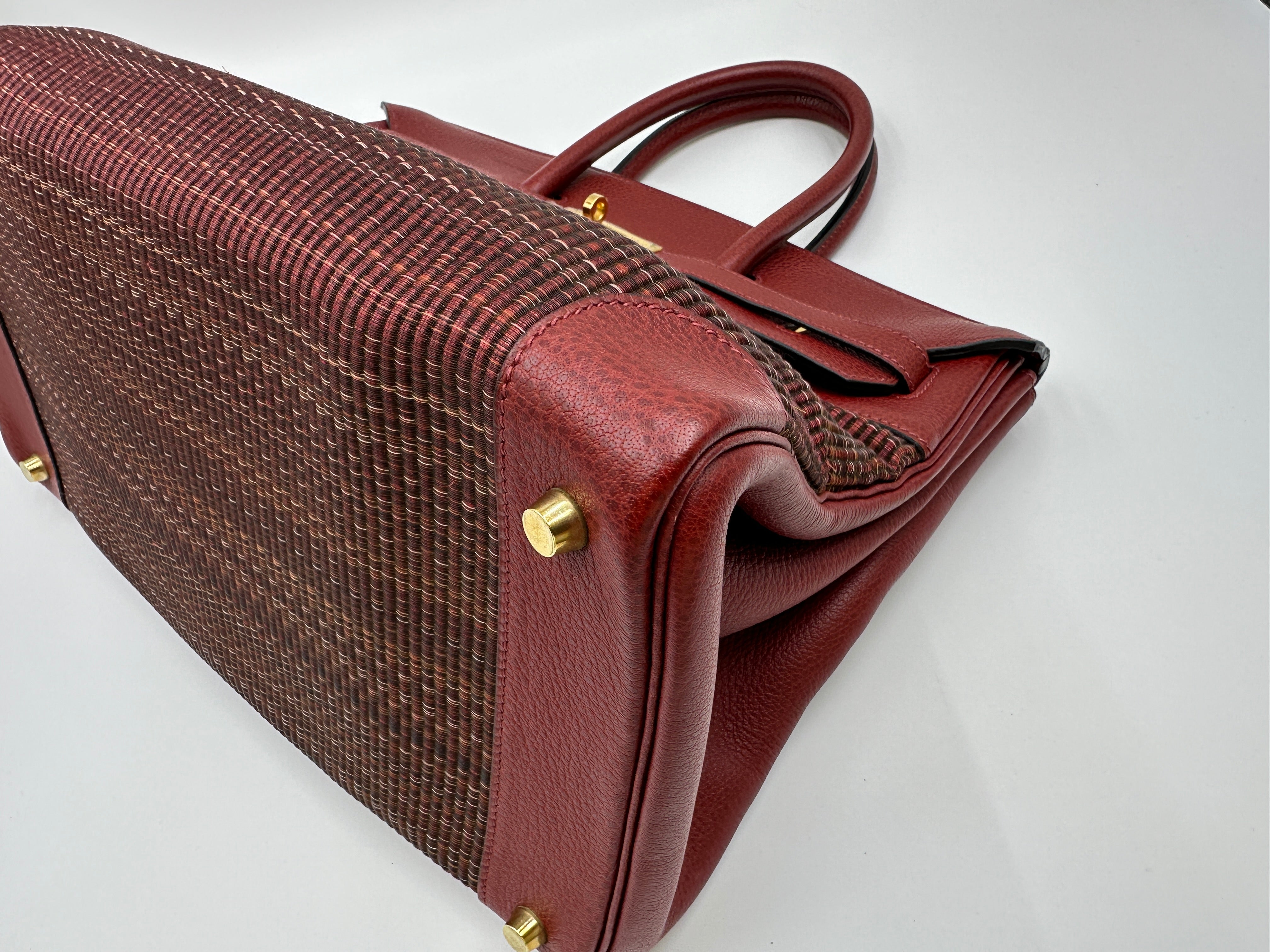 *LONDON LOCATED* VINTAGE HERMÈS BIRKIN 35CM ROUGE H Crinoline & Clemence Leather with Gold Hardware