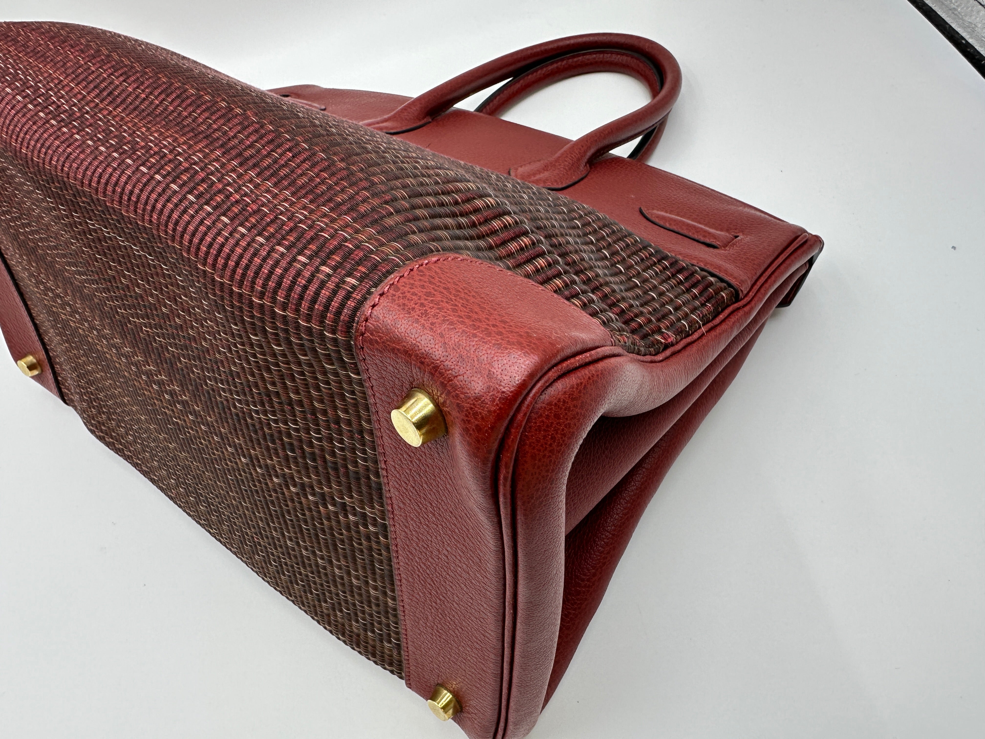 *LONDON LOCATED* VINTAGE HERMÈS BIRKIN 35CM ROUGE H Crinoline & Clemence Leather with Gold Hardware