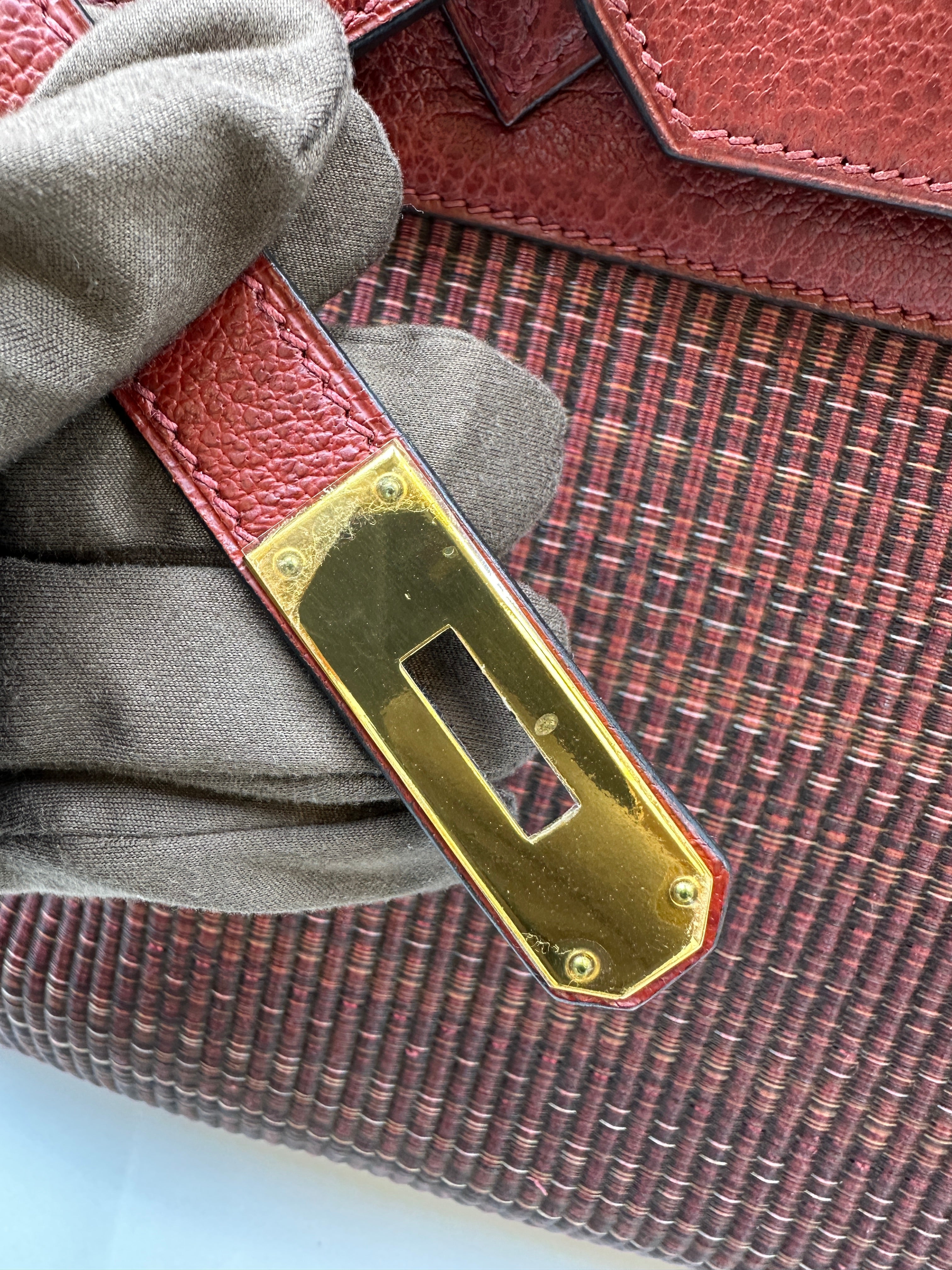 *LONDON LOCATED* VINTAGE HERMÈS BIRKIN 35CM ROUGE H Crinoline & Clemence Leather with Gold Hardware