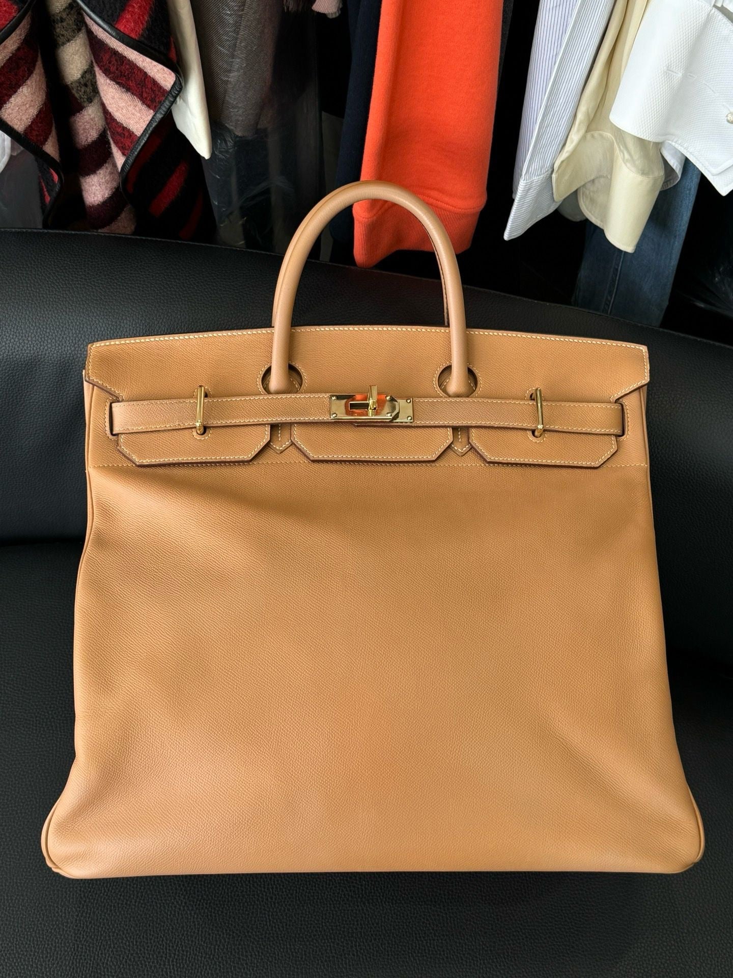 Hermès HAC 45 – Brown Leather with Gold Hardware