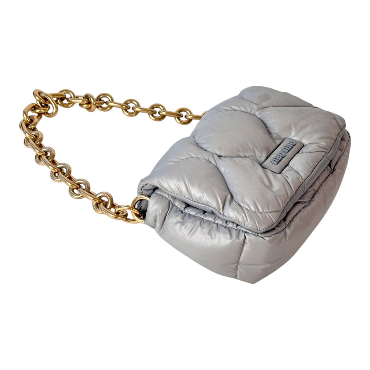 Miu Miu Padded Nylon Quilted with Chain Crossbody Bag