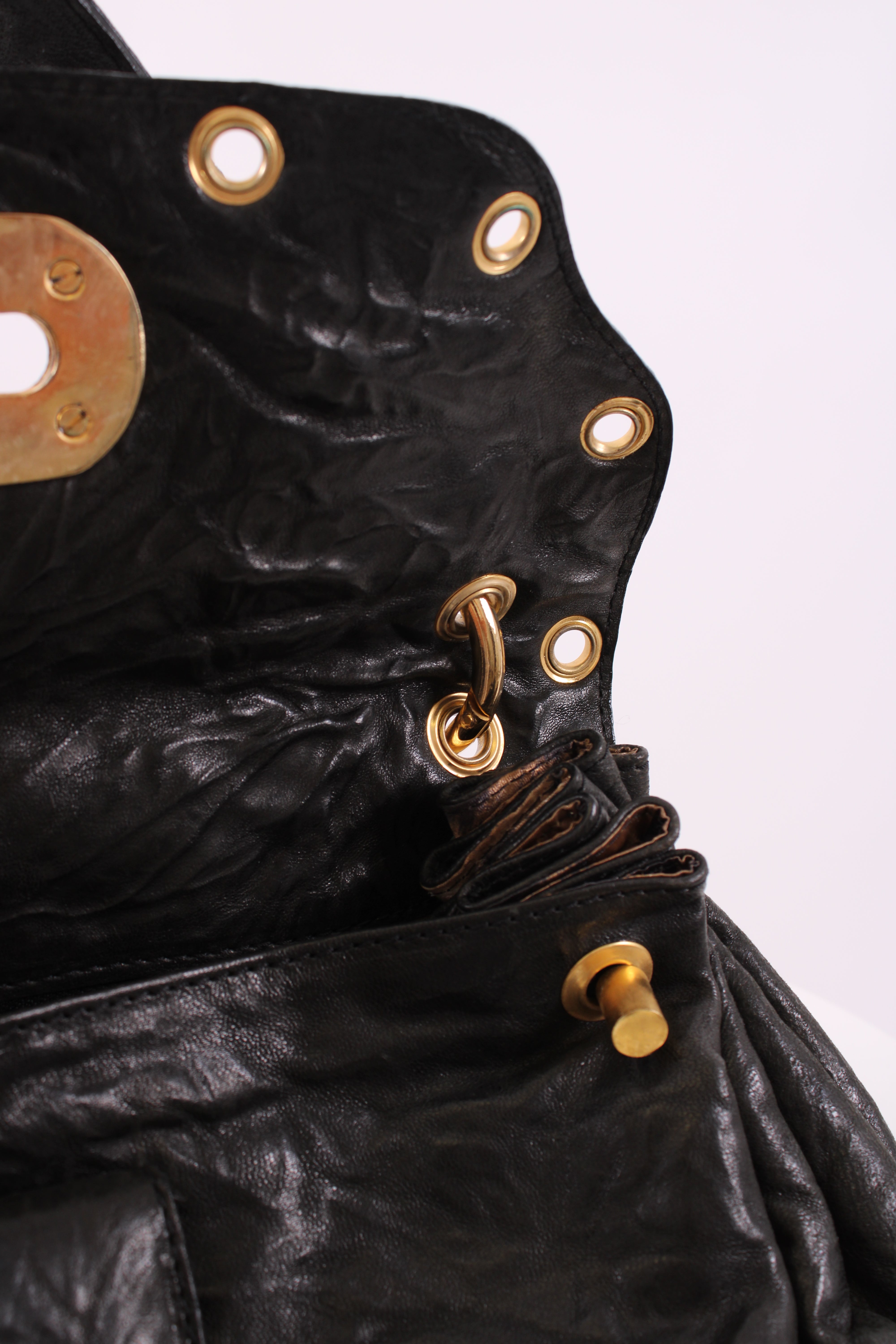 Dolce & Gabbana Leather shoulder bag gold detailing Black Small