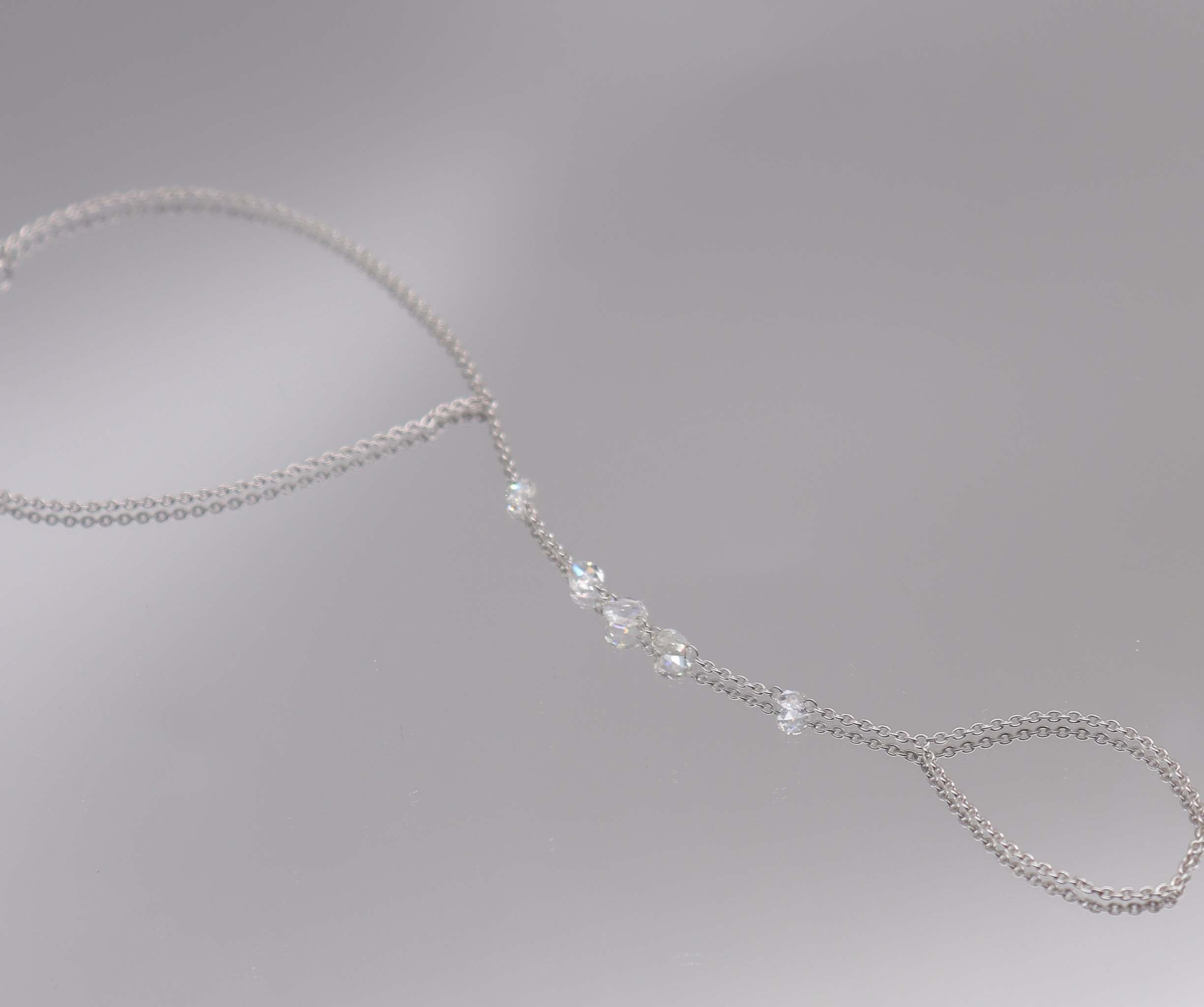 Rose Cut Diamond handchain White Gold B2861